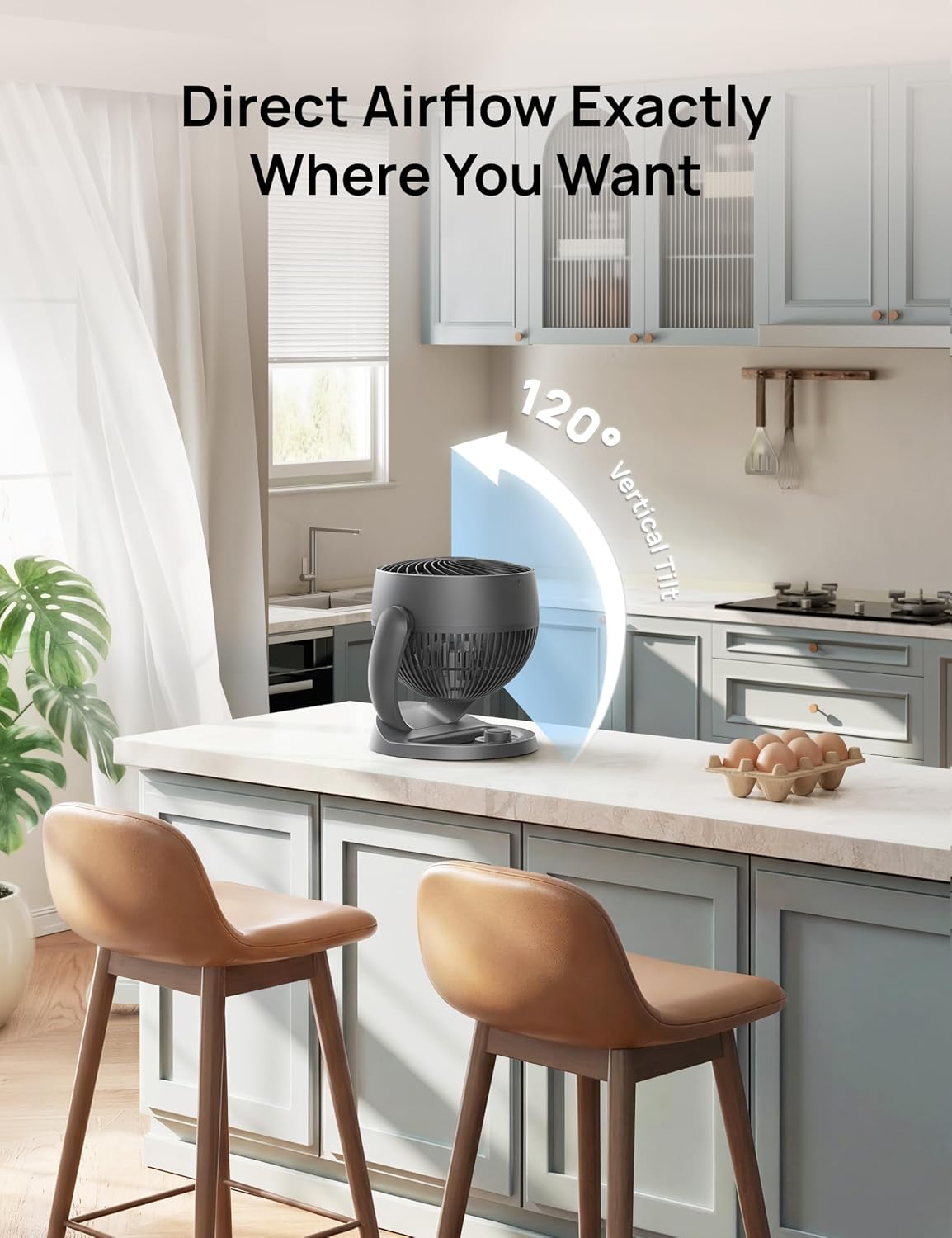 Thumbnail 3 de DREO Desk Fan (12-Inch) Air Circulator with 70 ft Reach, 120° Tilt, 3 Speeds, 25dB Quiet