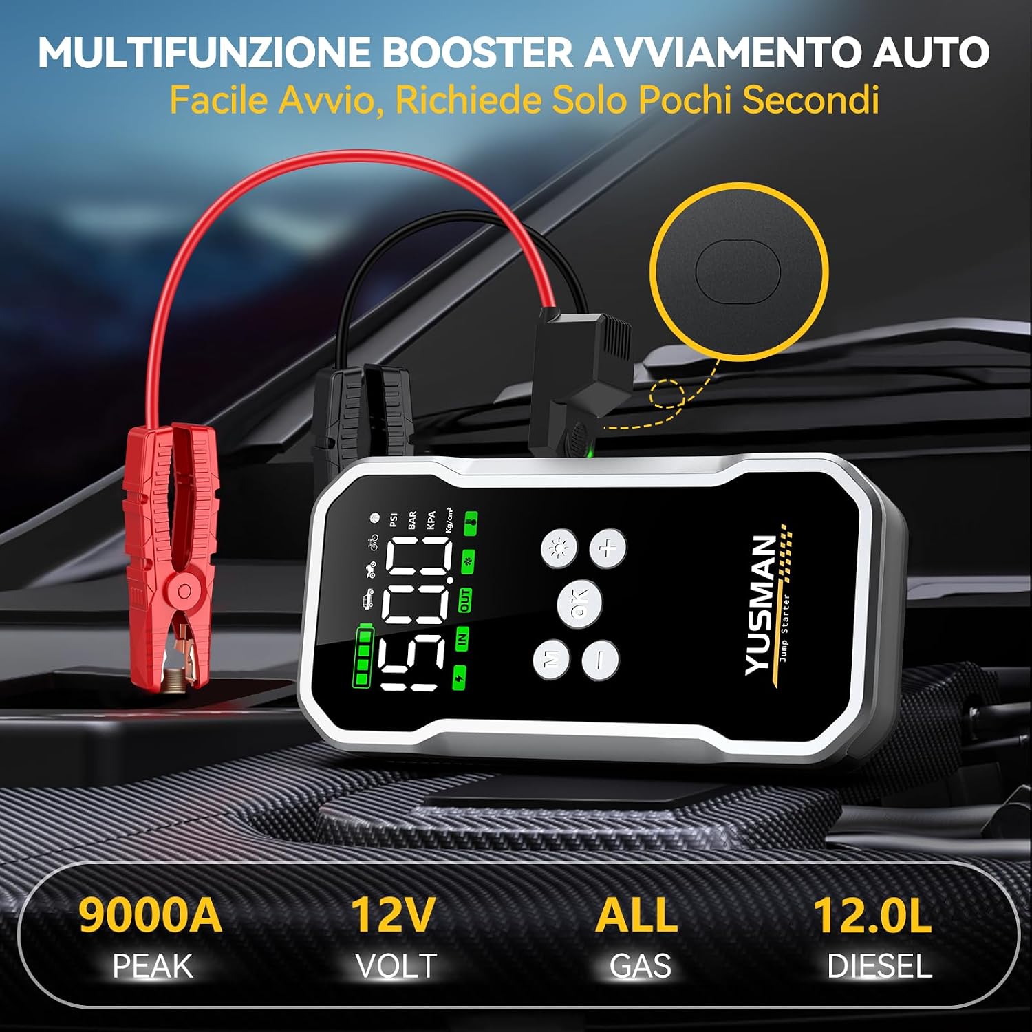 Thumbnail 1 de YUSMAN Avviatore Batteria 8000A con Compressore