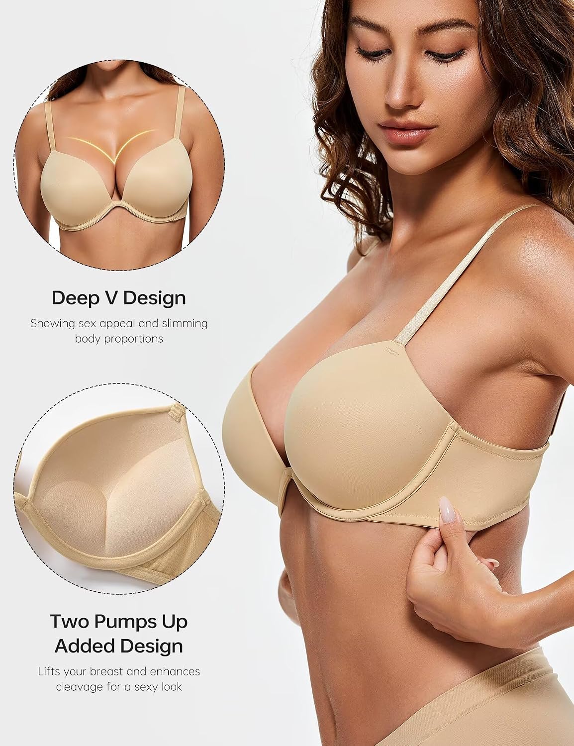 Detalle 2 de Wingslove Push Up BH mit Bügel, Deep V