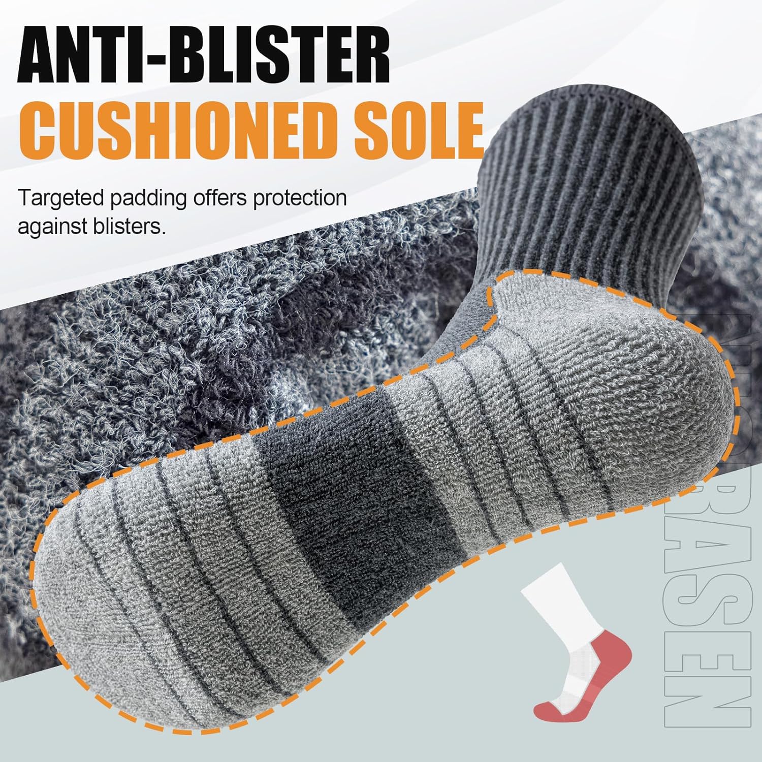 Thumbnail 4 de Niorasen 6 Pairs Mens Socks: Cushioned, Breathable, All‑Season Sports Socks