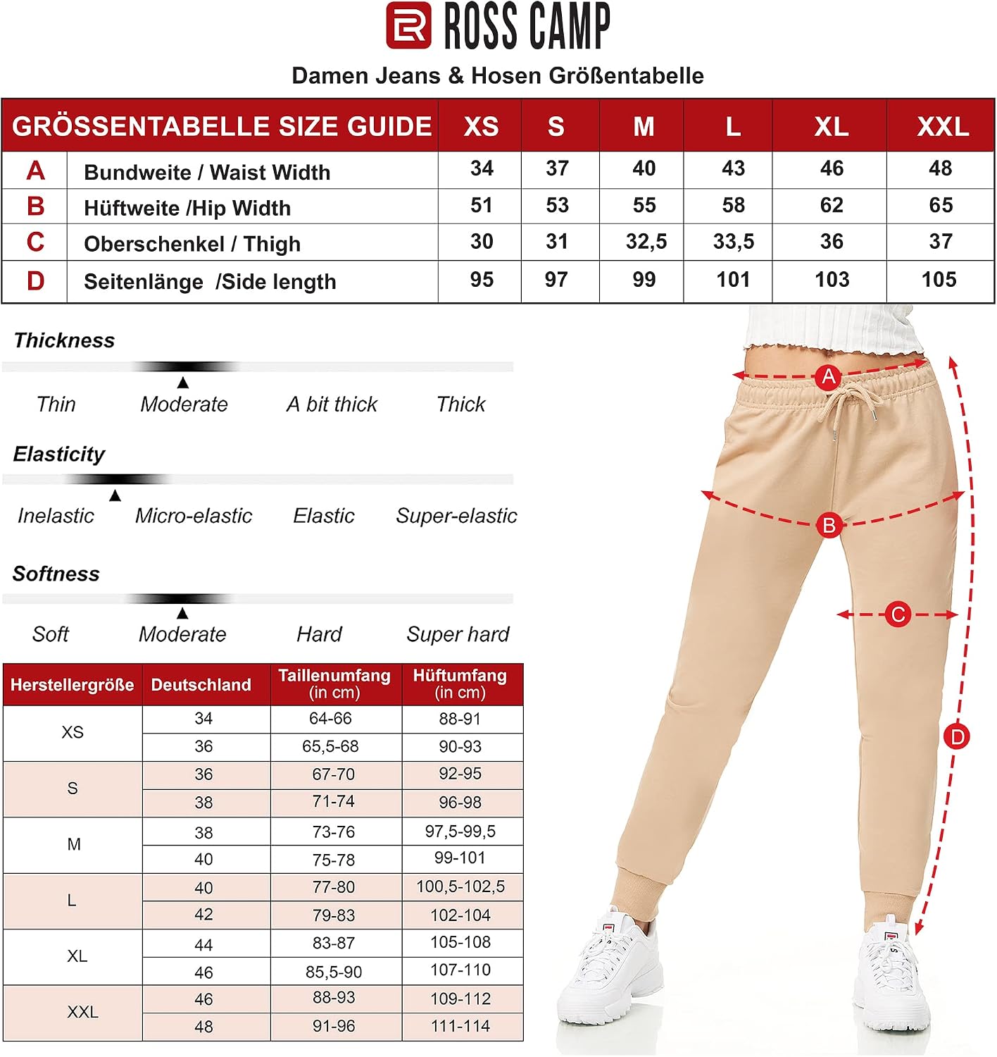 Thumbnail 6 de ROSS CAMP joggingbroek voor dames van katoen, met trekkoord en geribde boorden