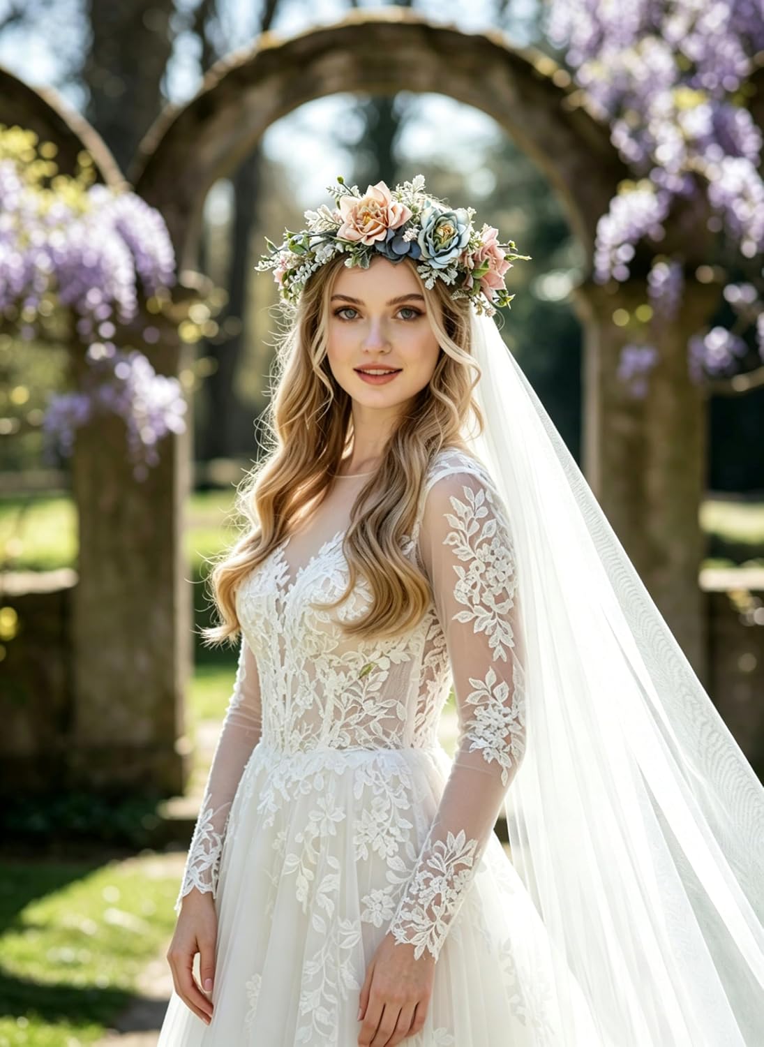 Detalle 2 de Vivivalue Floral Crown with Fabric Flowers