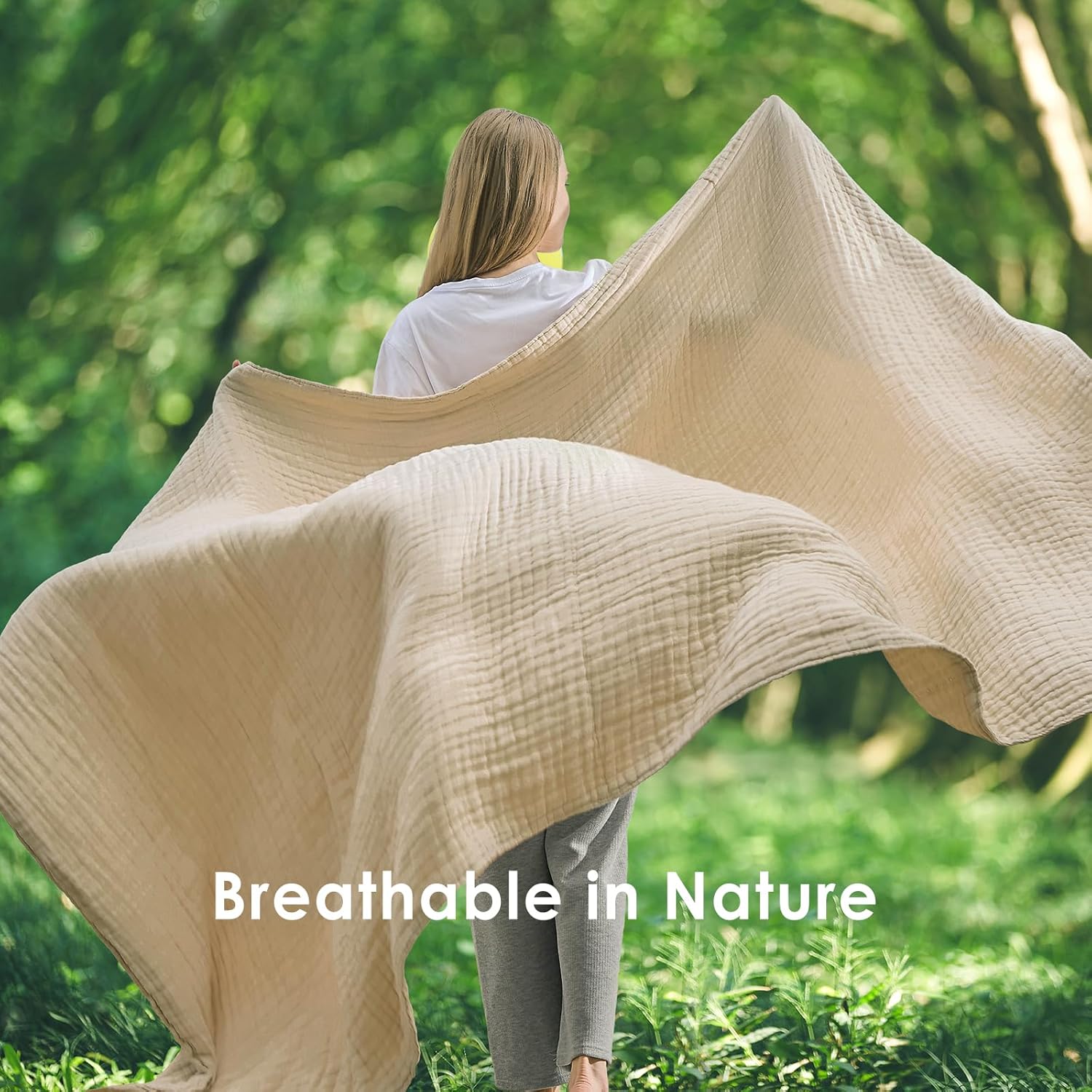 Thumbnail 4 de EMME Cotton Throw Blanket (Large 50"x70") in Pre-Washed 100% Muslin Cotton