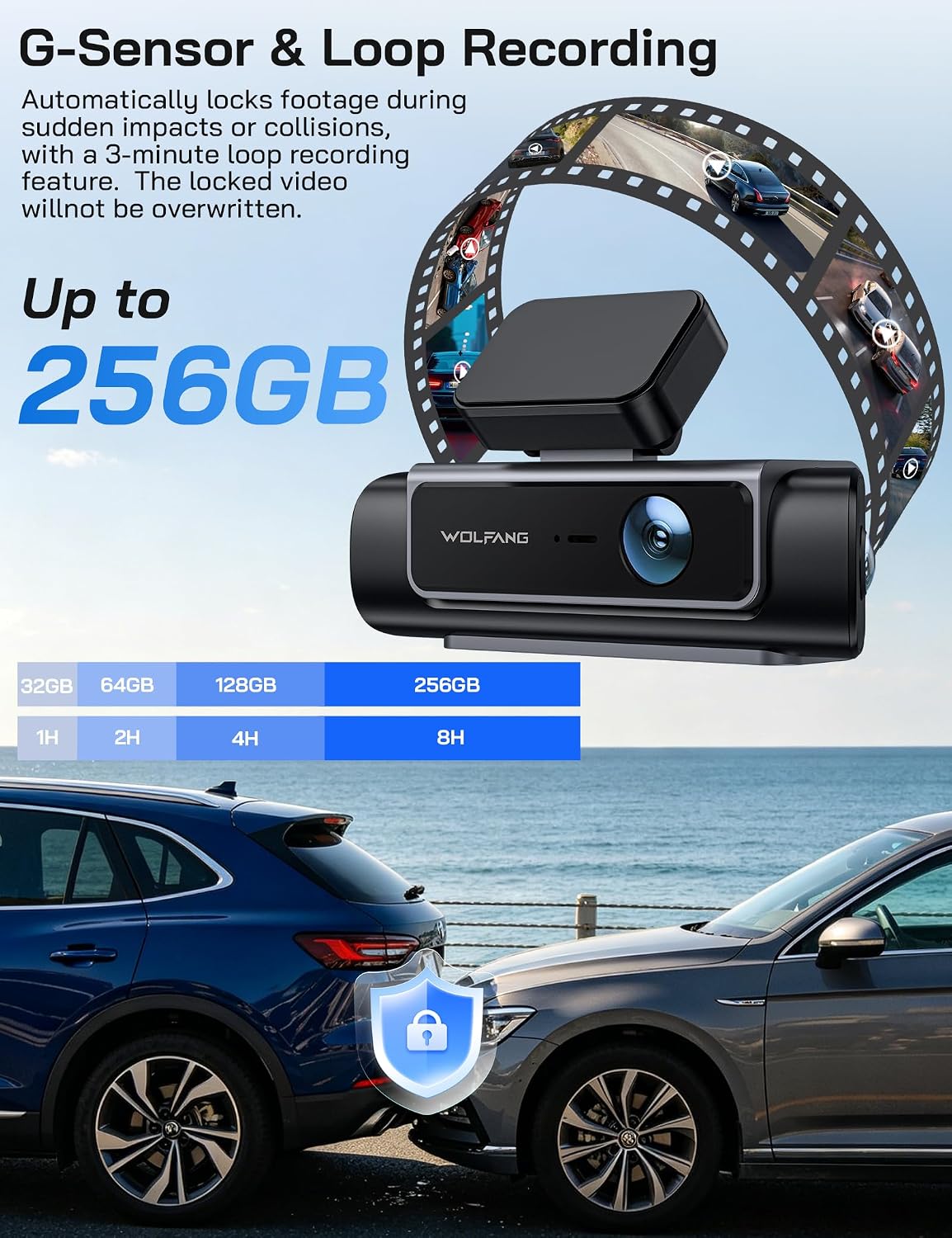 Thumbnail 6 de WOLFANG WD07 4-channel dash cam, 4K front, three 1080p views and Wi-Fi