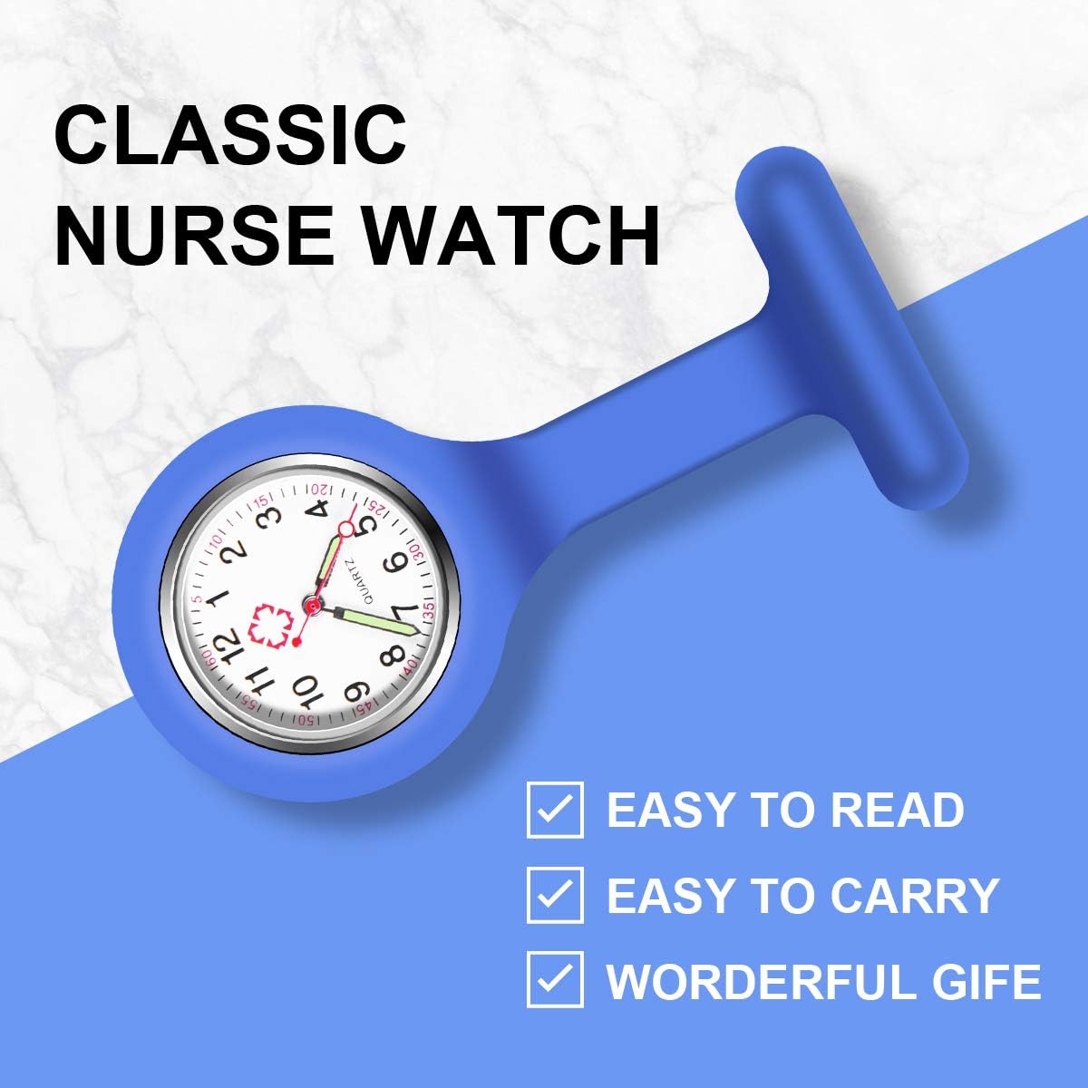 Detalle de Vicloon Krankenschwester-Uhren (3er-Set) mit Clip, Silikonhülle und Glow-Pointer – für Pflegepersonal & Ärzte