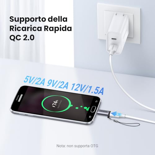 Detalle de UGREEN Adattatore Micro USB a USB-C (2 Pack) – Connettore Type-C affidabile e compatto