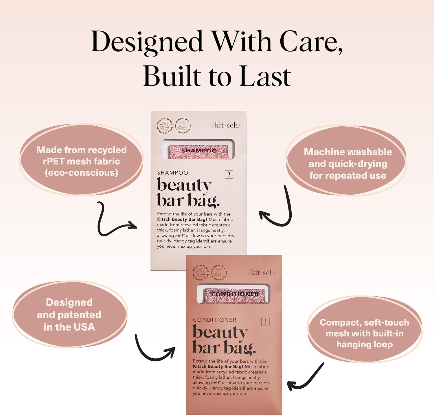 Detalle de Kitsch 69186 Soap Saver Mesh Bags, 2-Piece Set in Blush & Terracotta