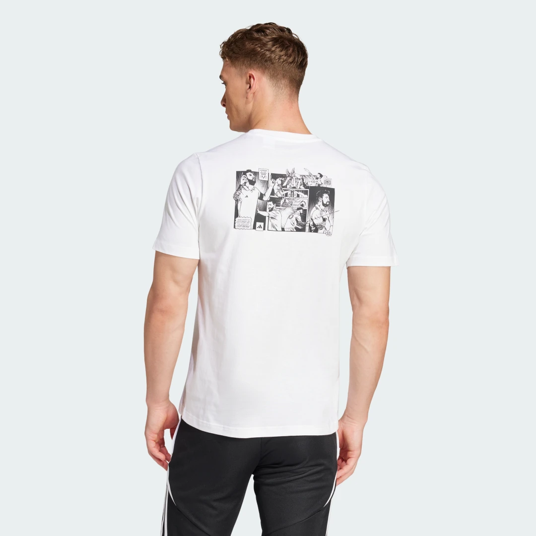 Detalle 2 de adidas Messi Icon Graphic T-Shirt blanca, camiseta casual con gráfico de Messi