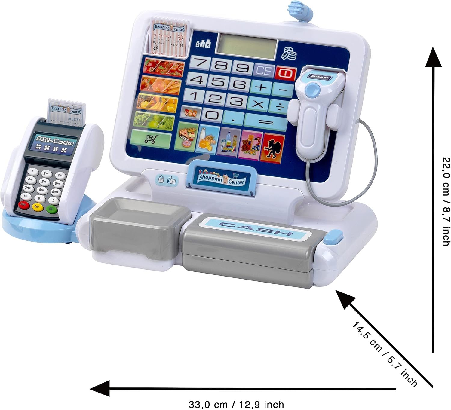Detalle de Theo Klein 9324 Caisse enregistreuse électronique avec écran amovible et accessoires — jeu de rôle pour enfants