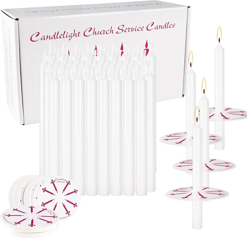 Thumbnail 5 de 100 White Taper Candles 5-Inch — Handheld Church Candles 🕯