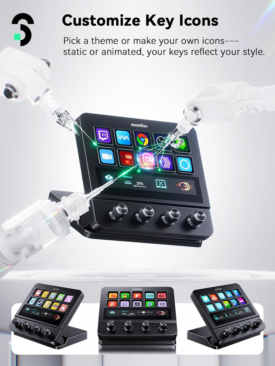 Thumbnail 6 de SOOMFON CN003 Stream Controller with 10 Macro Keys, Touch Strip and 4 Dials