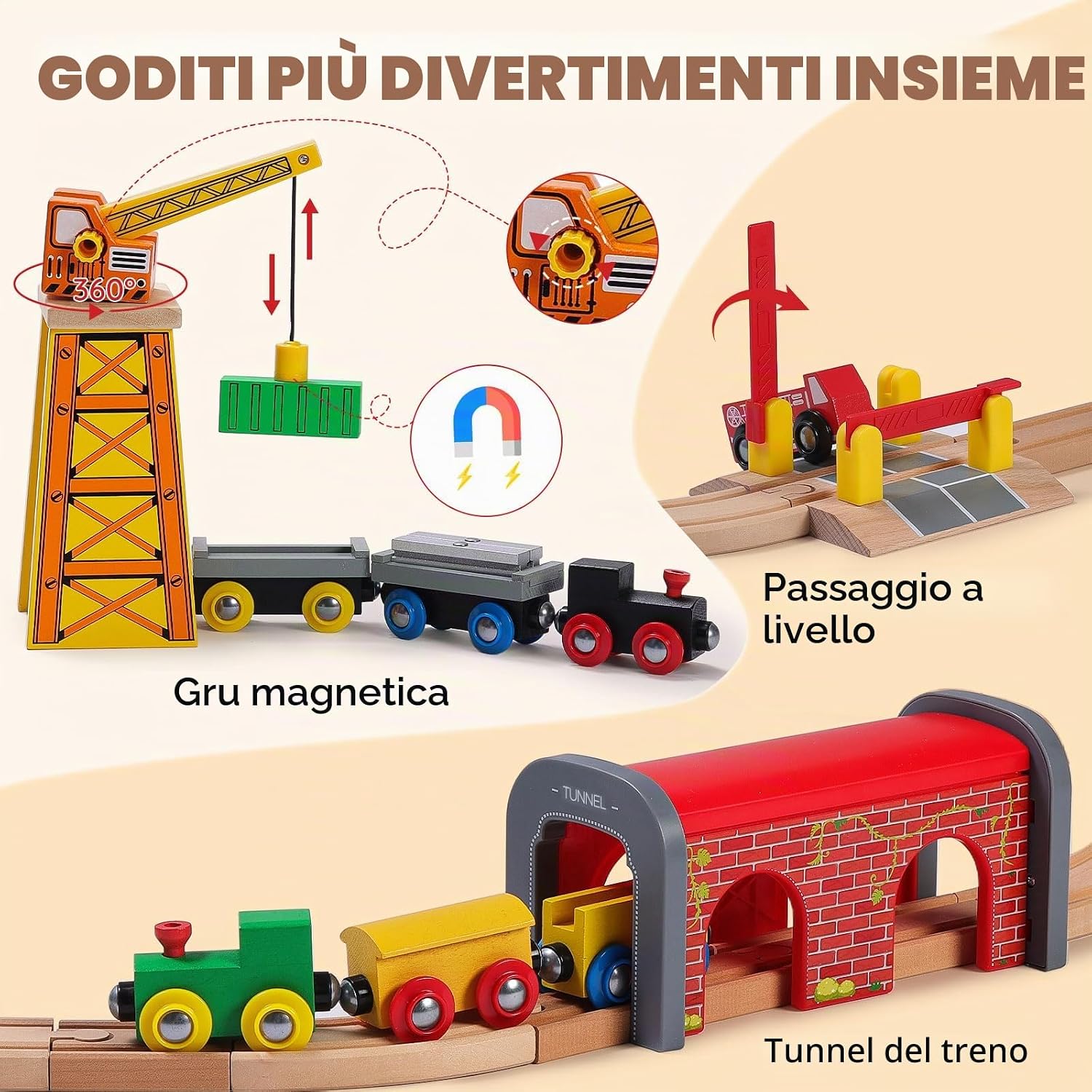 Thumbnail 3 de SainSmart Jr. Set di 112 trenini in legno per bambini: compatibile con Brio e altri marchi
