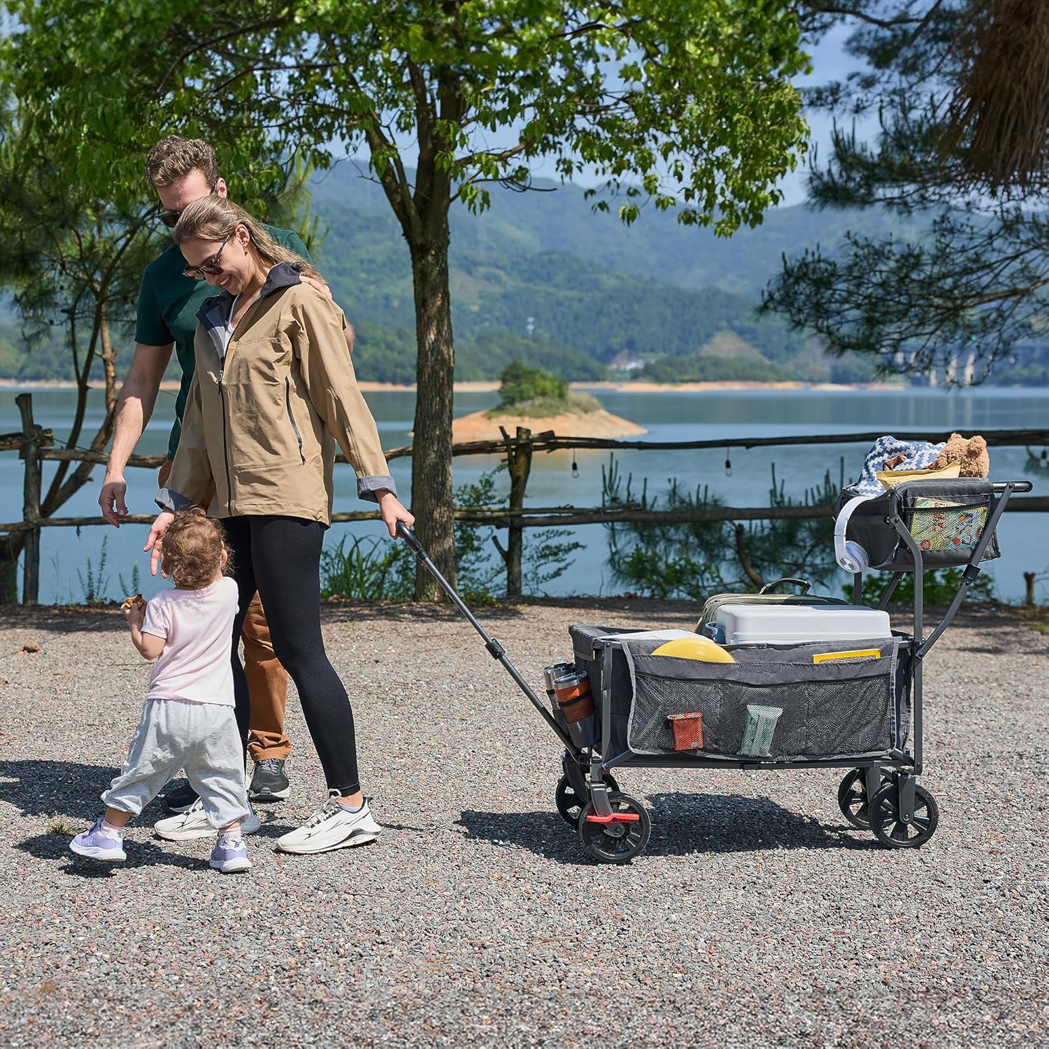 Thumbnail 1 de EVER ADVANCED Festival Trolley on Wheels (Push & Pull) with Foldable Basket, Cup Holders & 120kg capacity