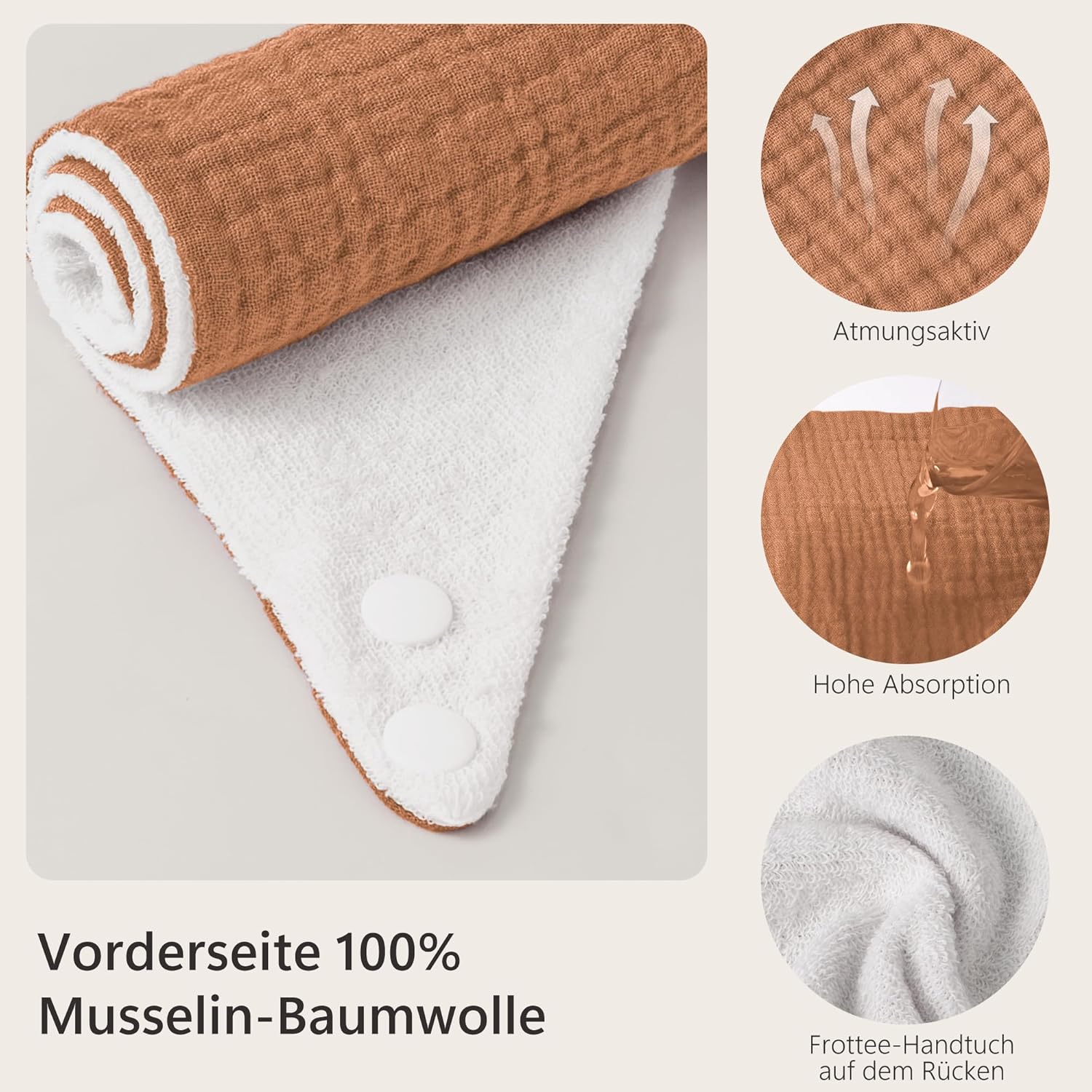 Detalle 2 de B e a r m o s s Musselin-Dreieckstücher für Babys (8er-Set) – 100% Baumwolle, verstellbar