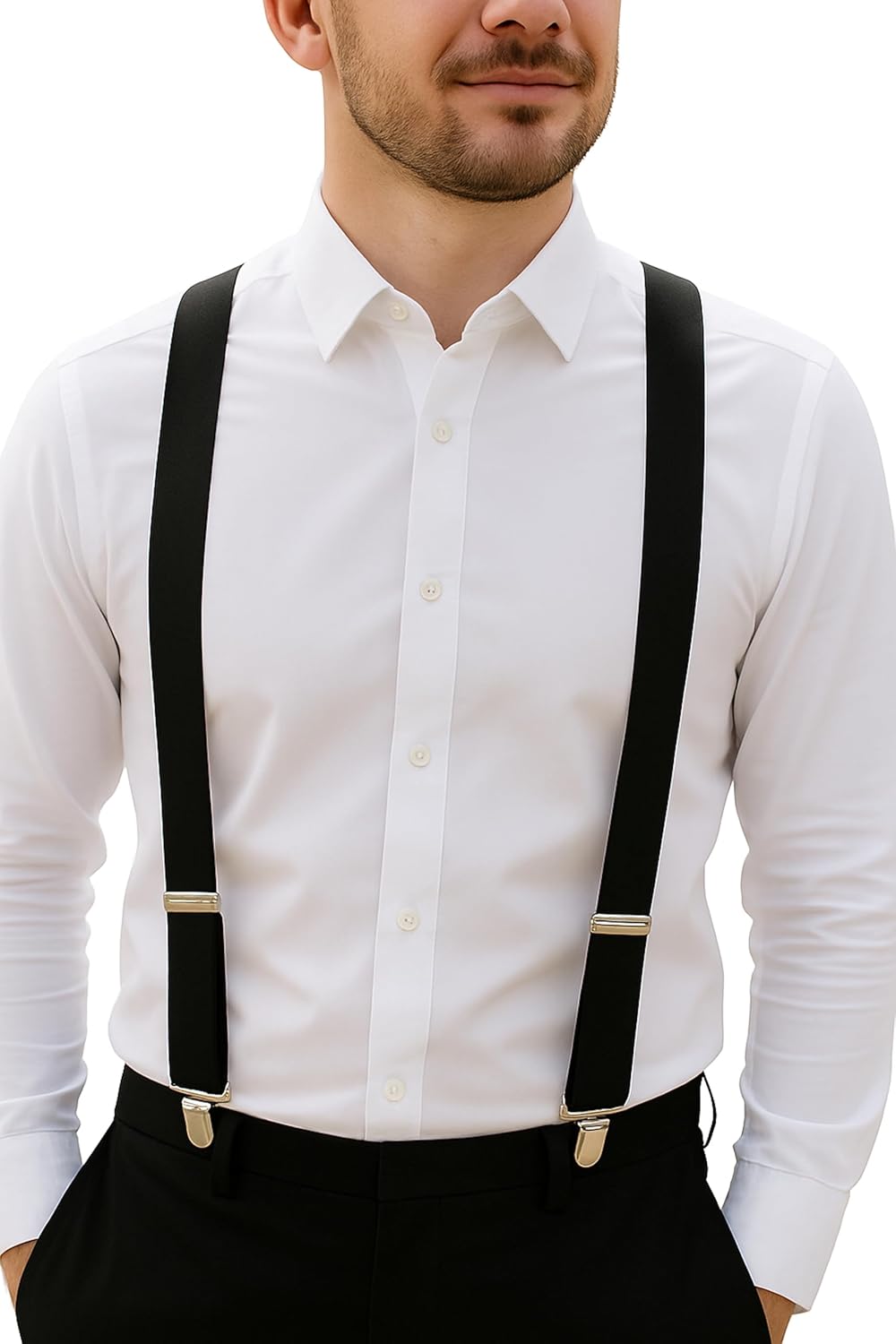Detalle de trilece Men’s Suspenders, Adjustable 1-Inch Elastic with 3 Clips