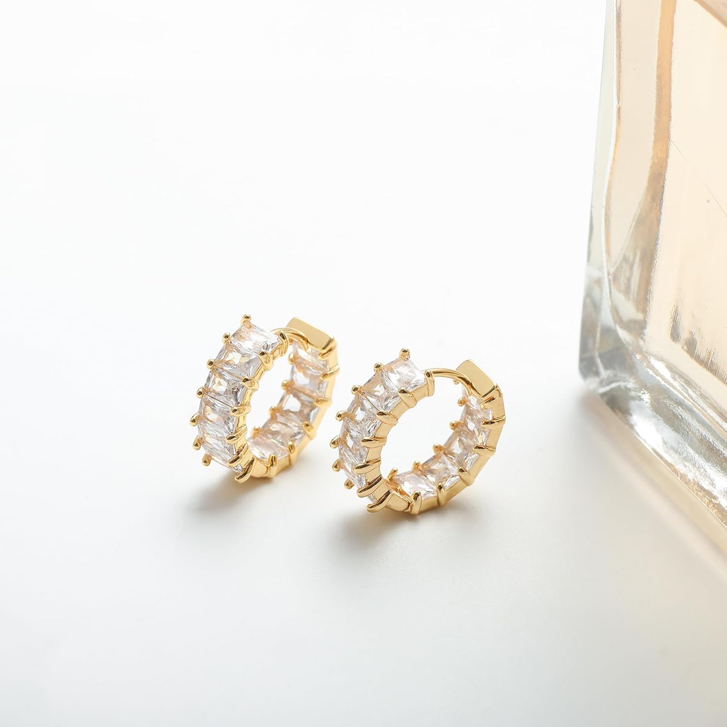 Detalle de MESOVOR créoles zircon cubique plaqué or 18K – boucles d’oreilles cercle multicolores