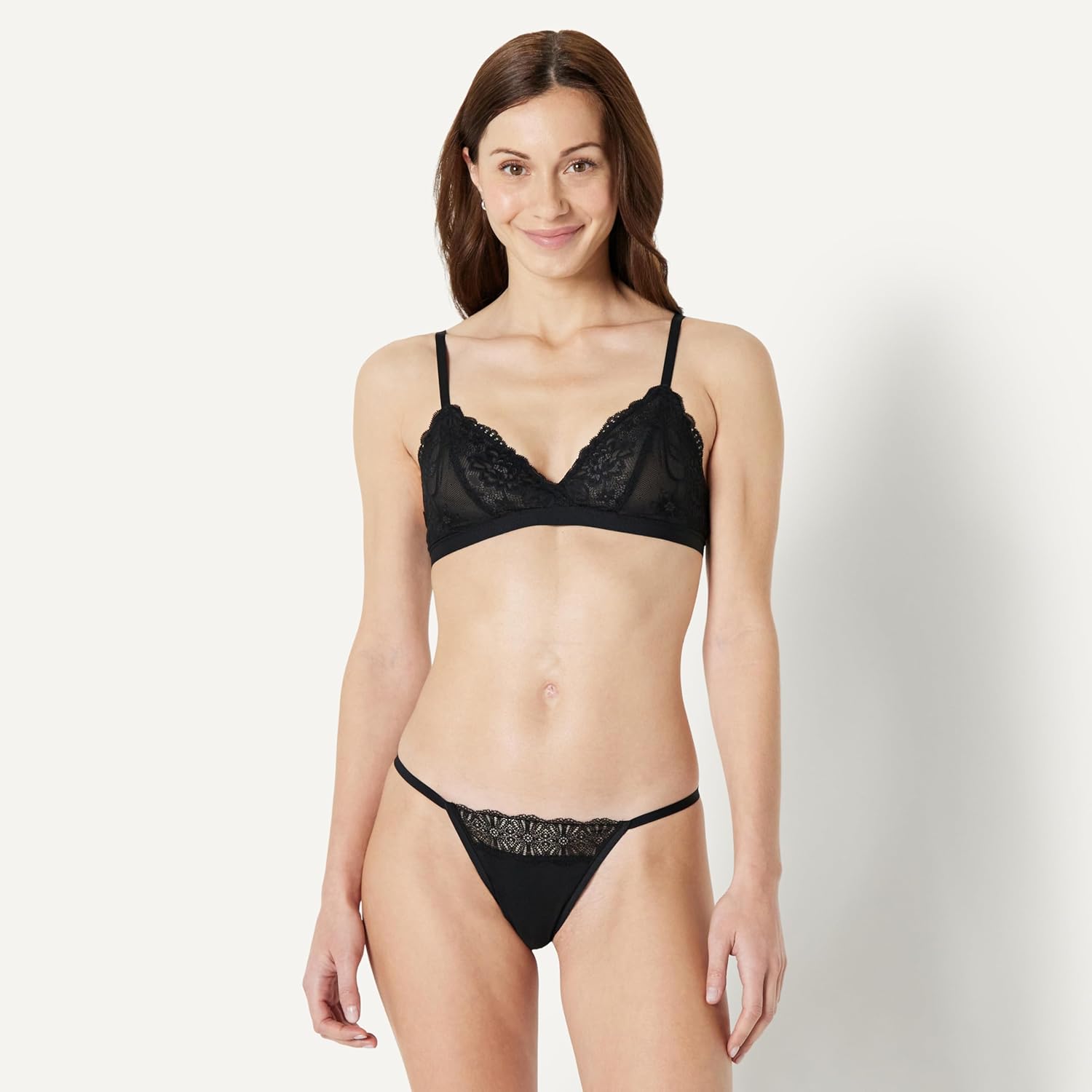 Thumbnail 3 de Amazon Essentials women’s peached microfibre with lace trim G-string (tanga de hilo)