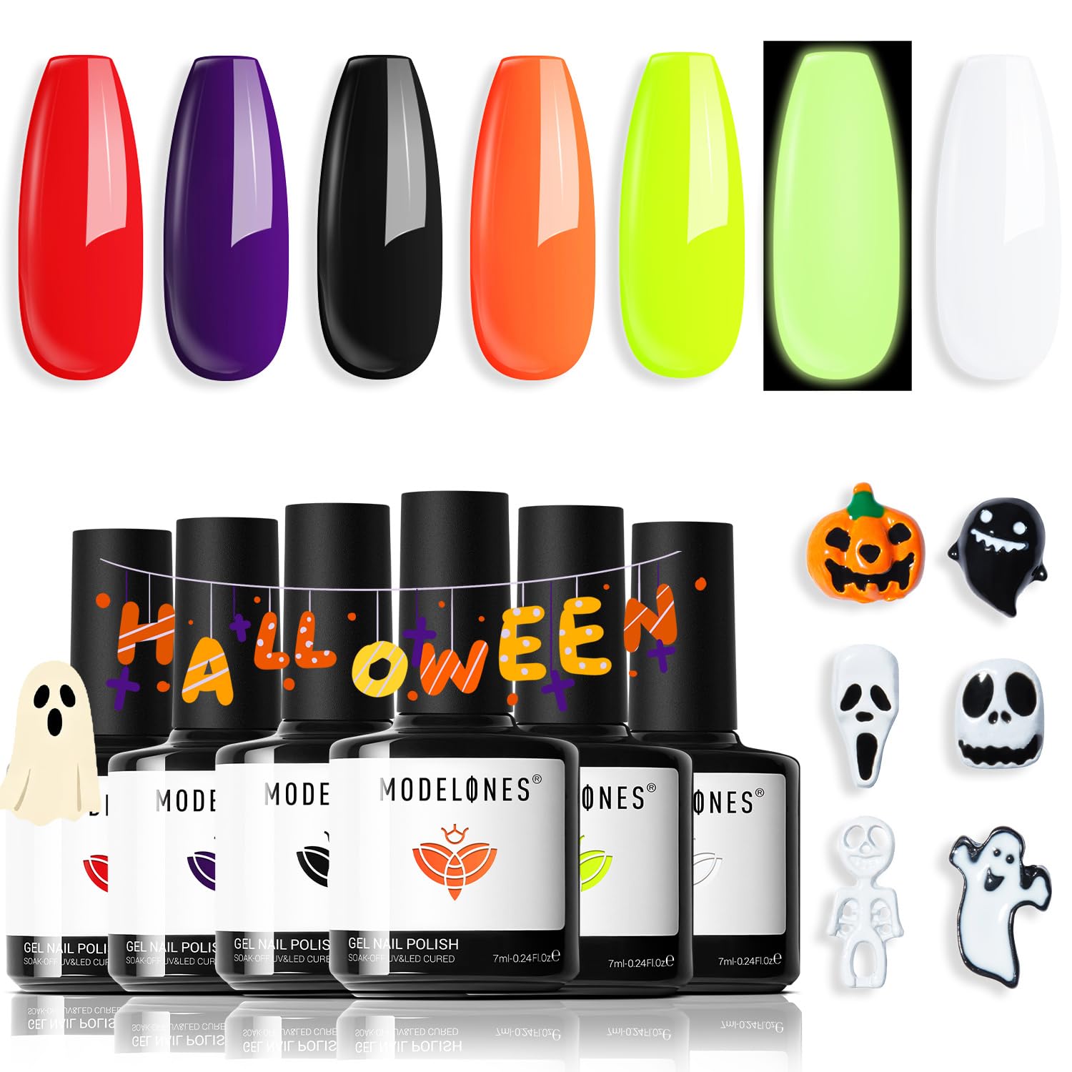 Detalle de Modelones Neon Gel Nail Polish Set, 6 Colors