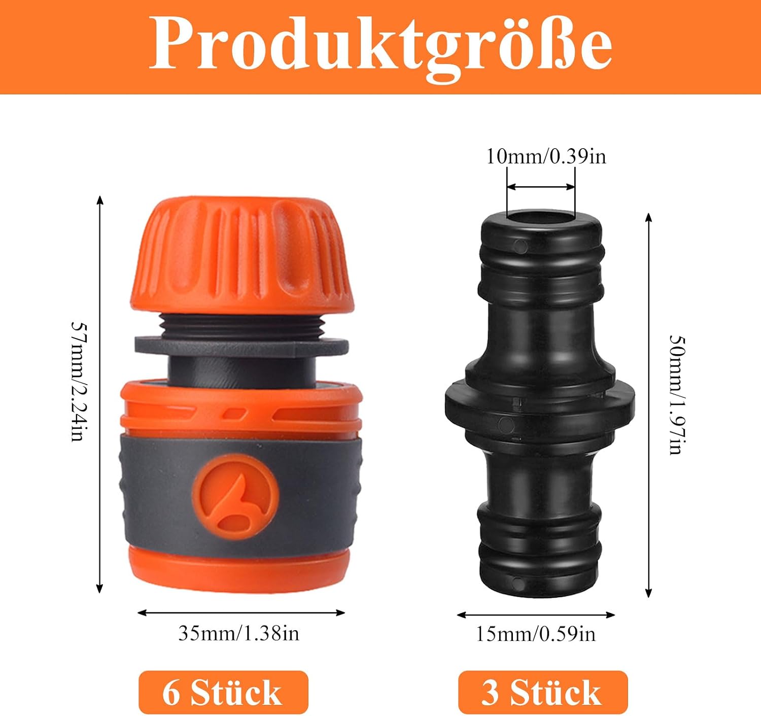 Thumbnail 1 de Raheem 9er Schlauchkupplung 1/2 Zoll Satz – 6 Kupplungen + 3 Doppelstecker, Gardena-kompatibel