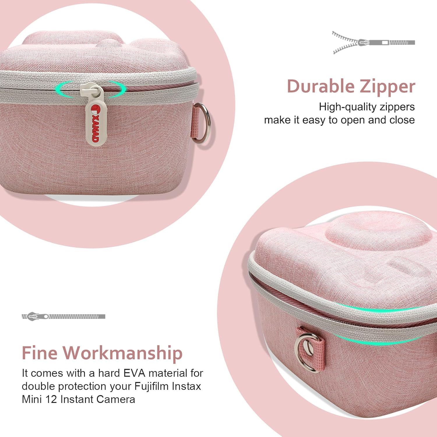 Thumbnail 5 de XANAD Hard Case for Fujifilm Instax Mini 13/12/11/10/9/8/7/7+ / EVO Instant Cameras (Pink)