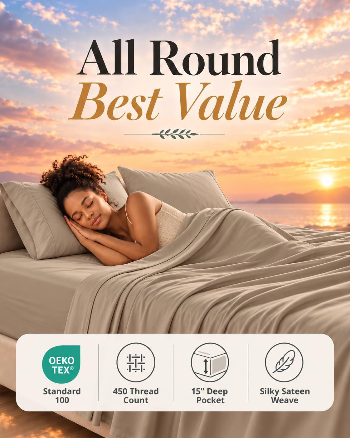 Detalle 2 de Cotton Bed Sheet Set, 450 Thread Count