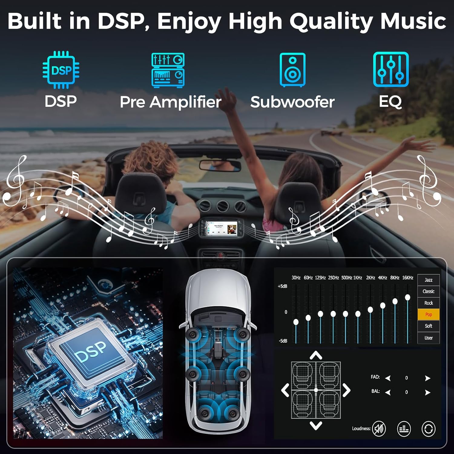 Thumbnail 5 de Kissound Double Din Car Stereo with 7" HD Touchscreen (Wireless/ Wired Apple CarPlay, Android Auto, Backup Camera)