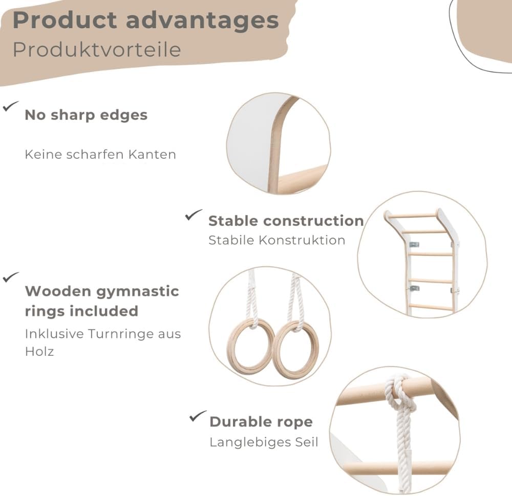 Detalle de MAMOI Escalera de Pared Yarnwood 40 kg 🧗