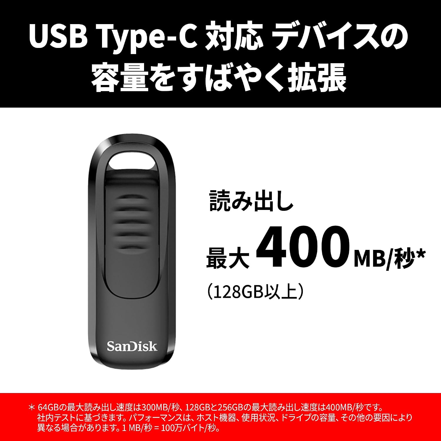Detalle de SanDisk Ultra Slider SDCZ480-128G-J35 USBメモリー 128GB USB Type-C・収納式コネクター