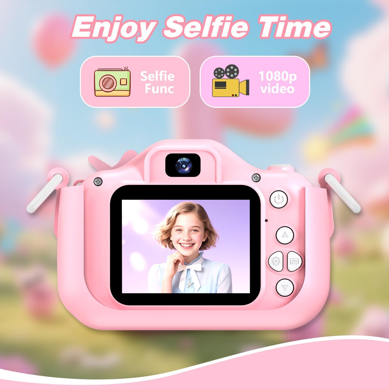 Detalle de goopow H11 Kids Digital Camera, 1080p Video, 8x Digital Zoom, Pink