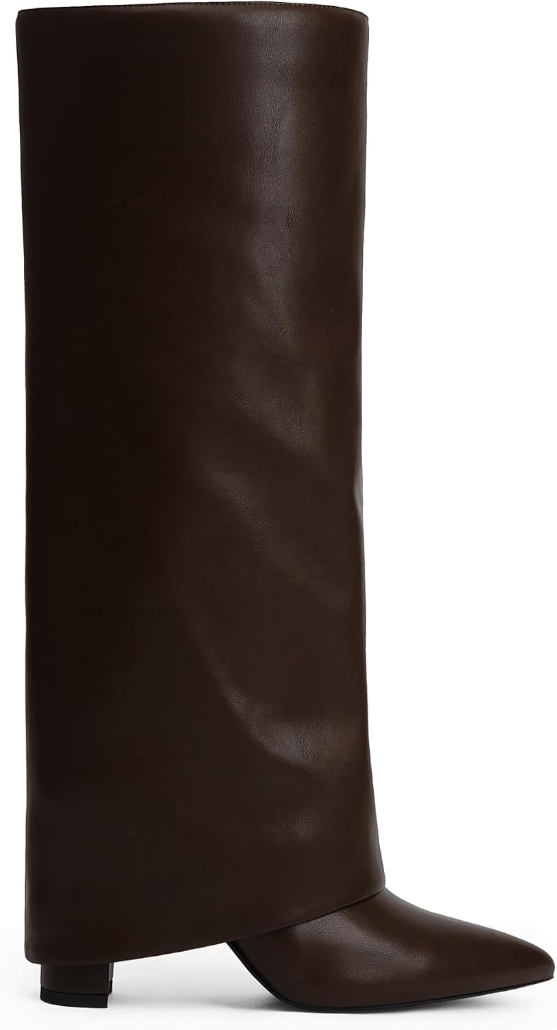 Detalle 2 de Modatope Fold Over Knee High Boots Chunky Heels