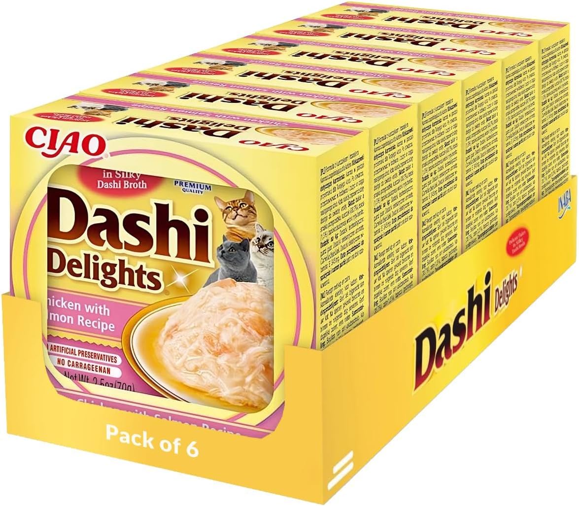 INABA Dashi Delights Delicati Fiocchi in Brodo Pollo con Salmone – 6 Coppette da 70 g