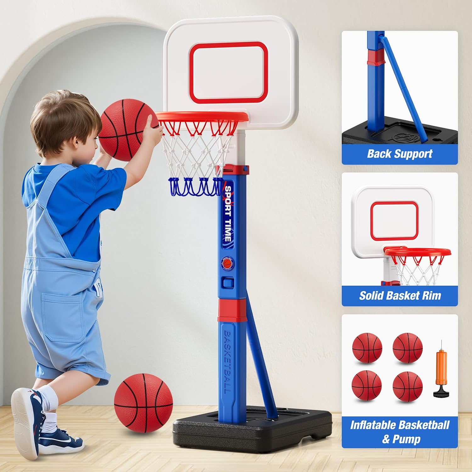 Detalle 2 de HYES Toddler Basketball Hoop 55" adjustable
