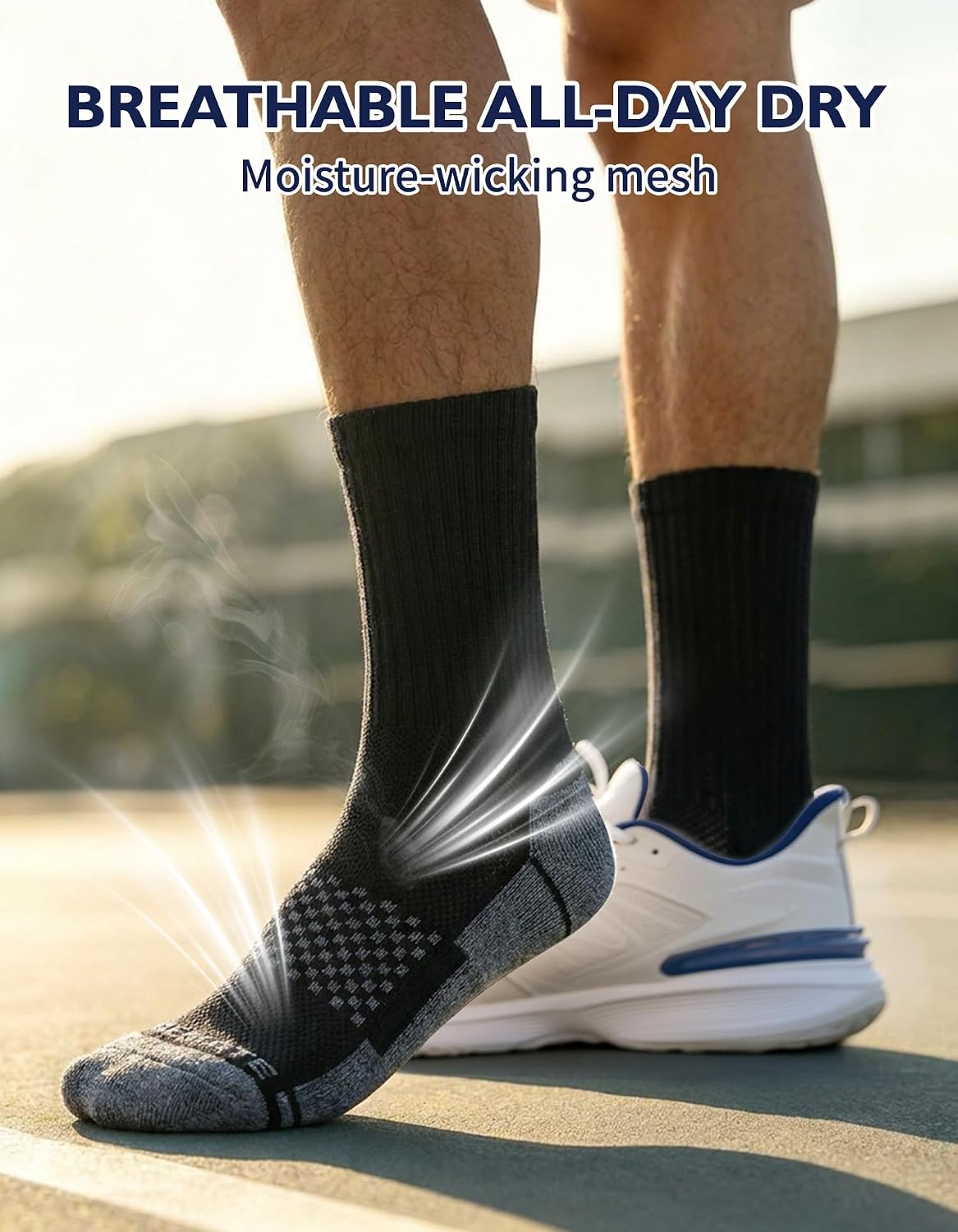 Detalle 2 de CLOSEMATE CT08 Men's Cushioned Crew Socks, 6 Pairs, Cotton Blend
