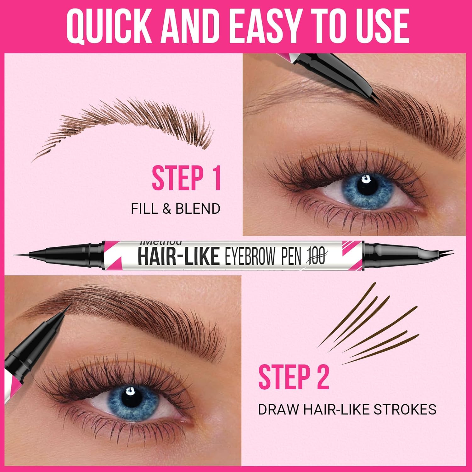 Detalle de iMethod Curved Eyebrow Pen (Dark Brown) — Dual-Ended microblading-style brow pencil for natural hair-like strokes