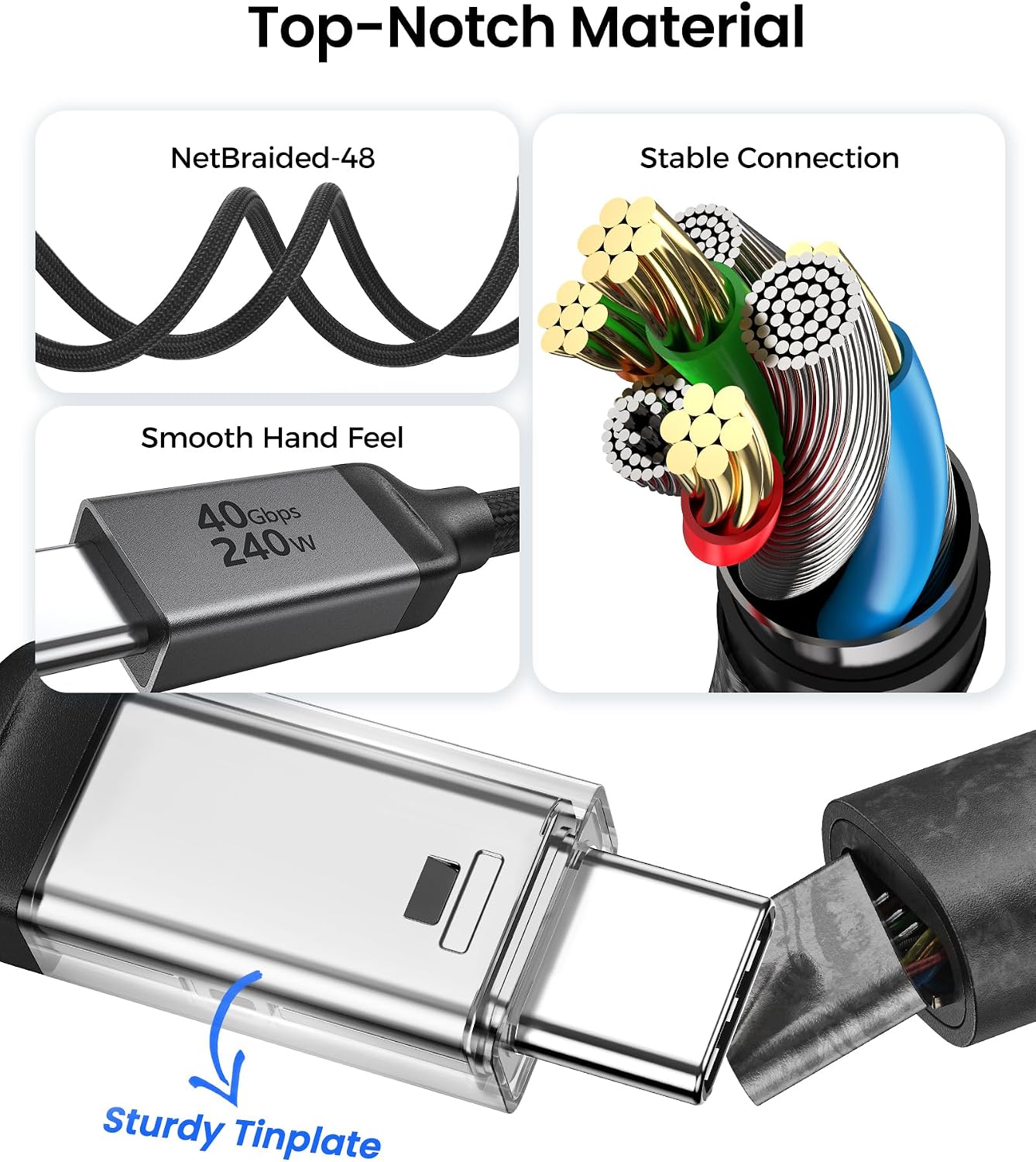 Thumbnail 5 de Silkland USB4 Cable 2m, 40Gbps USB‑C cable