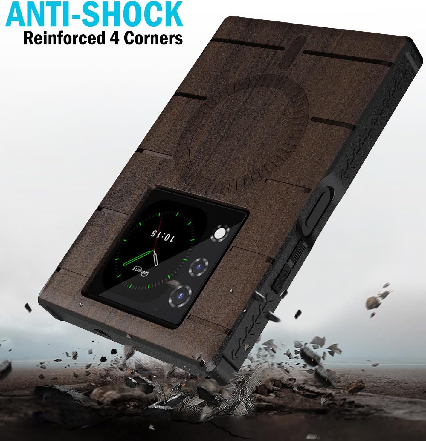 Detalle de Nakedcellphone Flexシリーズ TITAN2-RS-WOOD 木目調スマホケース MagSafe対応・TPU素材