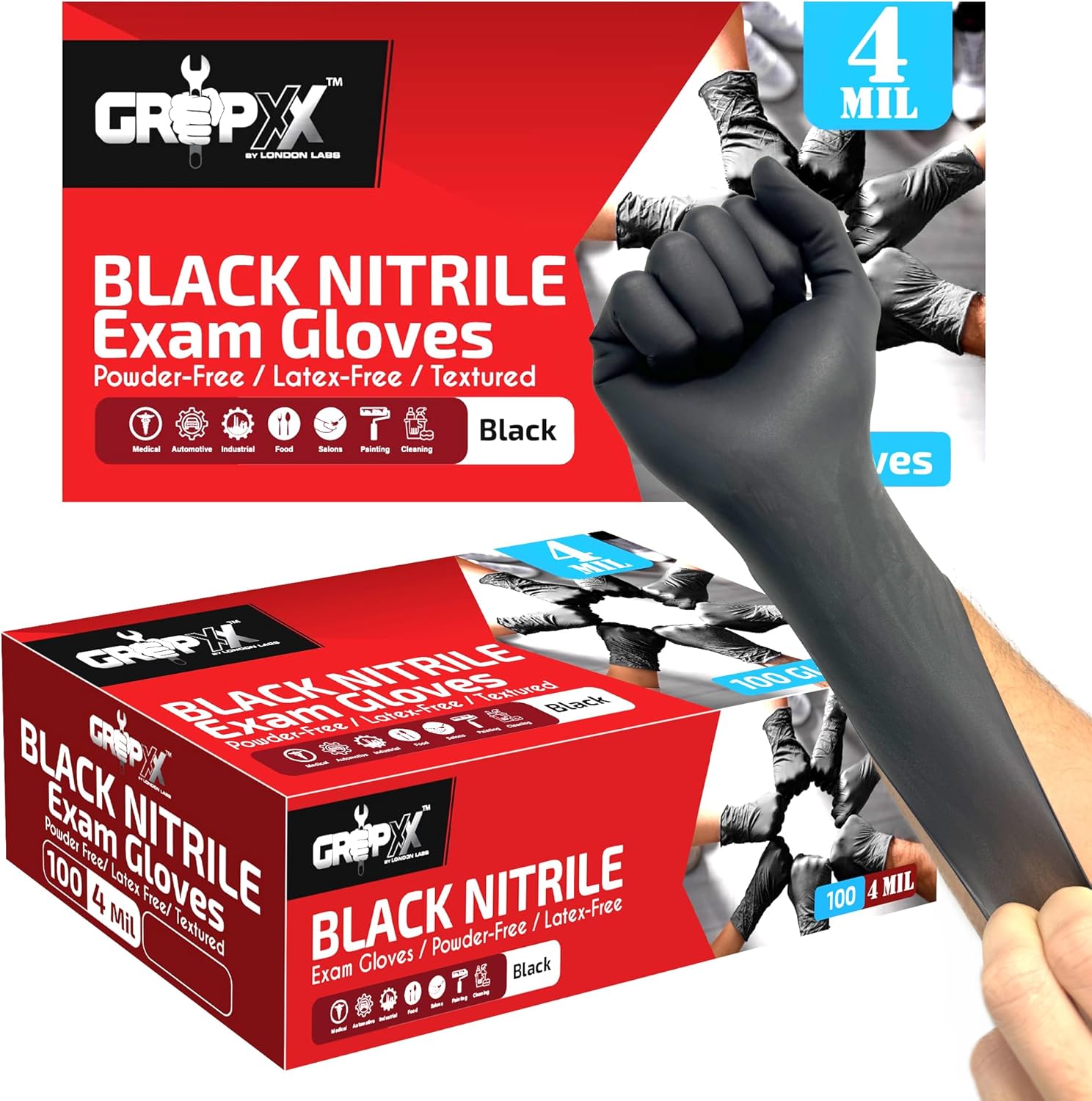 Thumbnail 2 de London Labs Black Nitrile Gloves 4 Mil 🧤