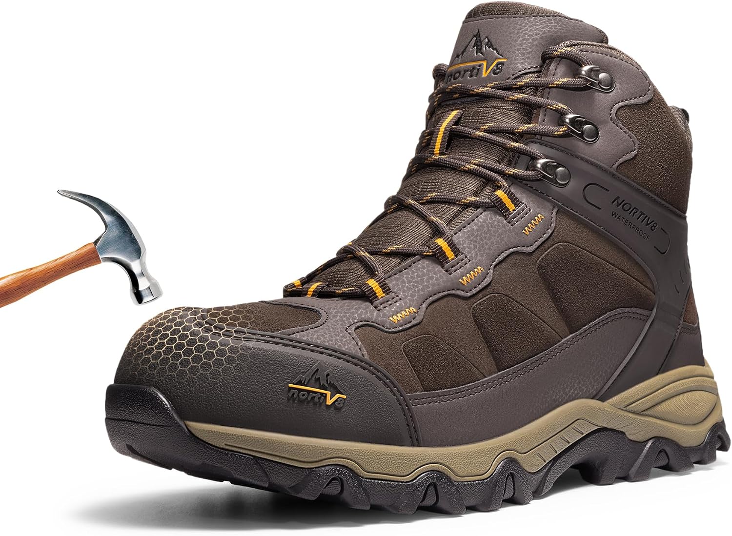 Detalle de NORTIV 8 Paladin-Steel Waterproof Steel Toe Work Boots with Lug Outsole