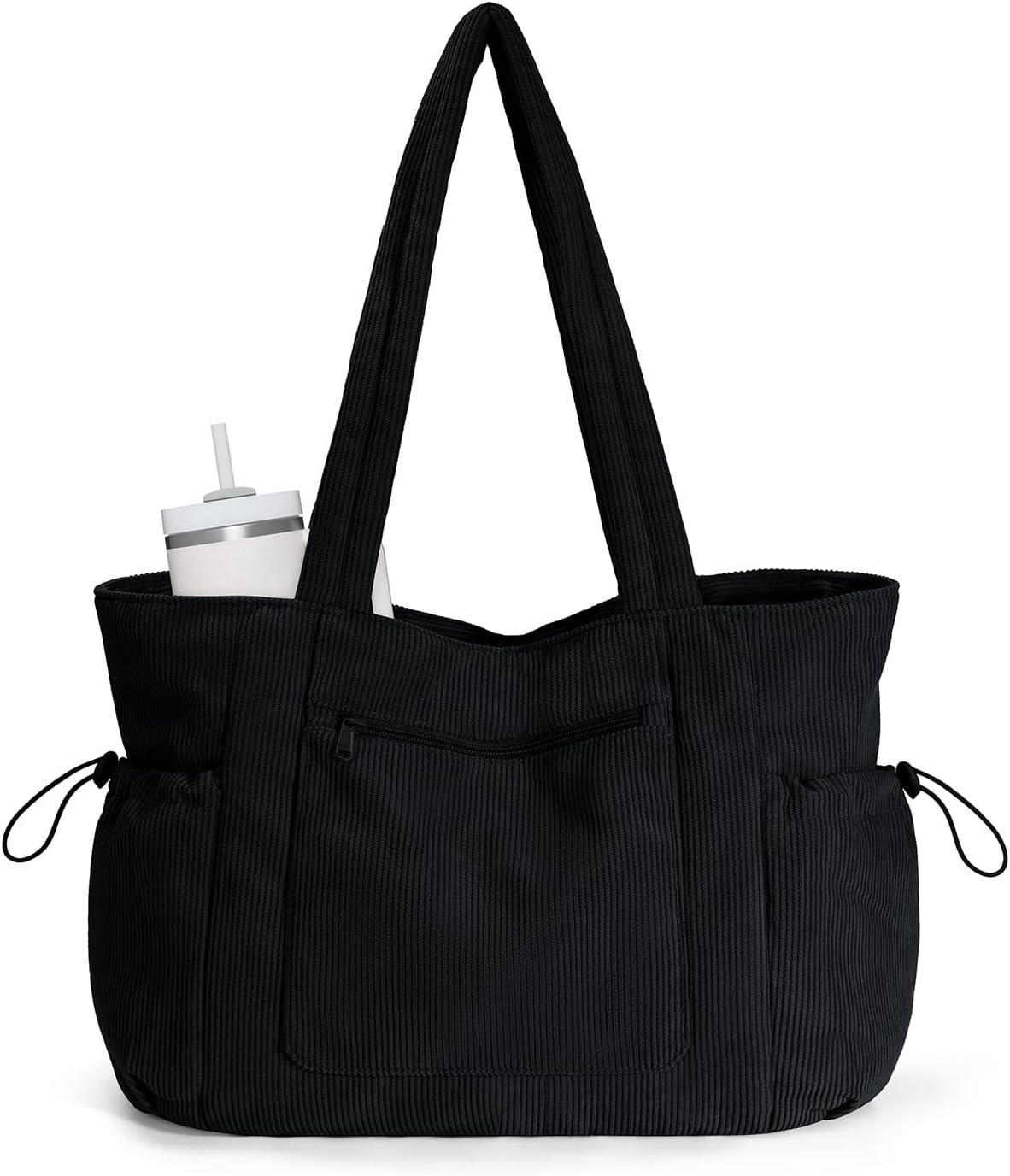 Detalle de ECOHUB Tote Bag in velluto a coste con cerniera e multitasche