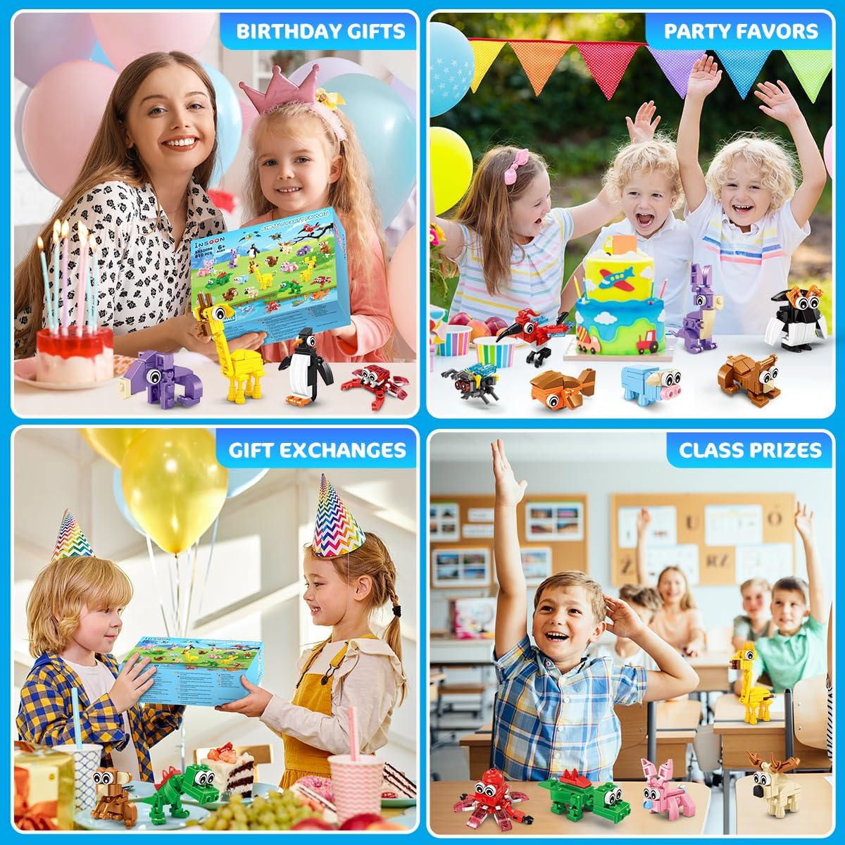 Thumbnail 6 de INSOON 810‑piece Animal Building Blocks Party Pack