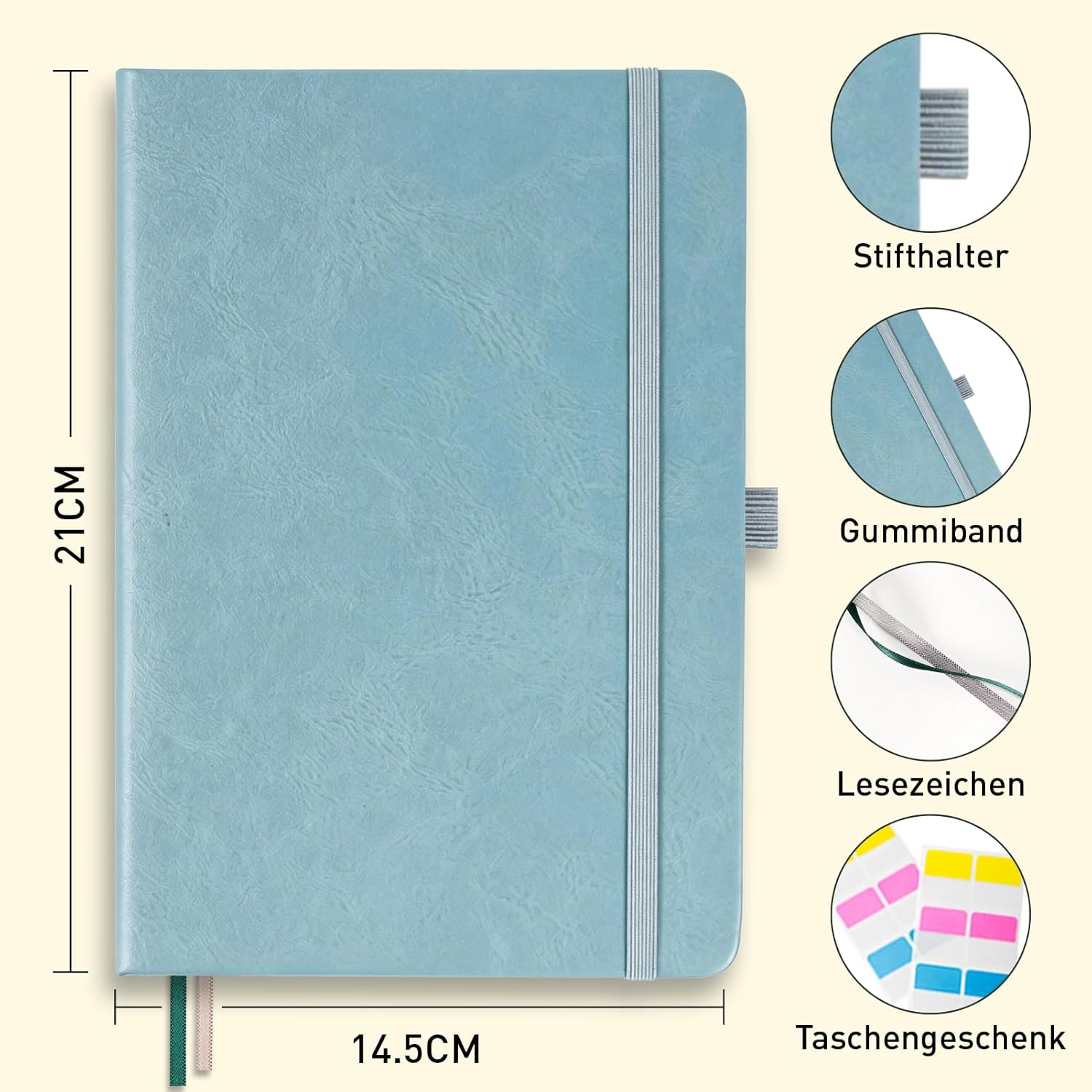 Thumbnail 1 de PYNEX Notizbuch A5 Kariert – Hardcover, 192 Blatt, 100GSM, Seeblau
