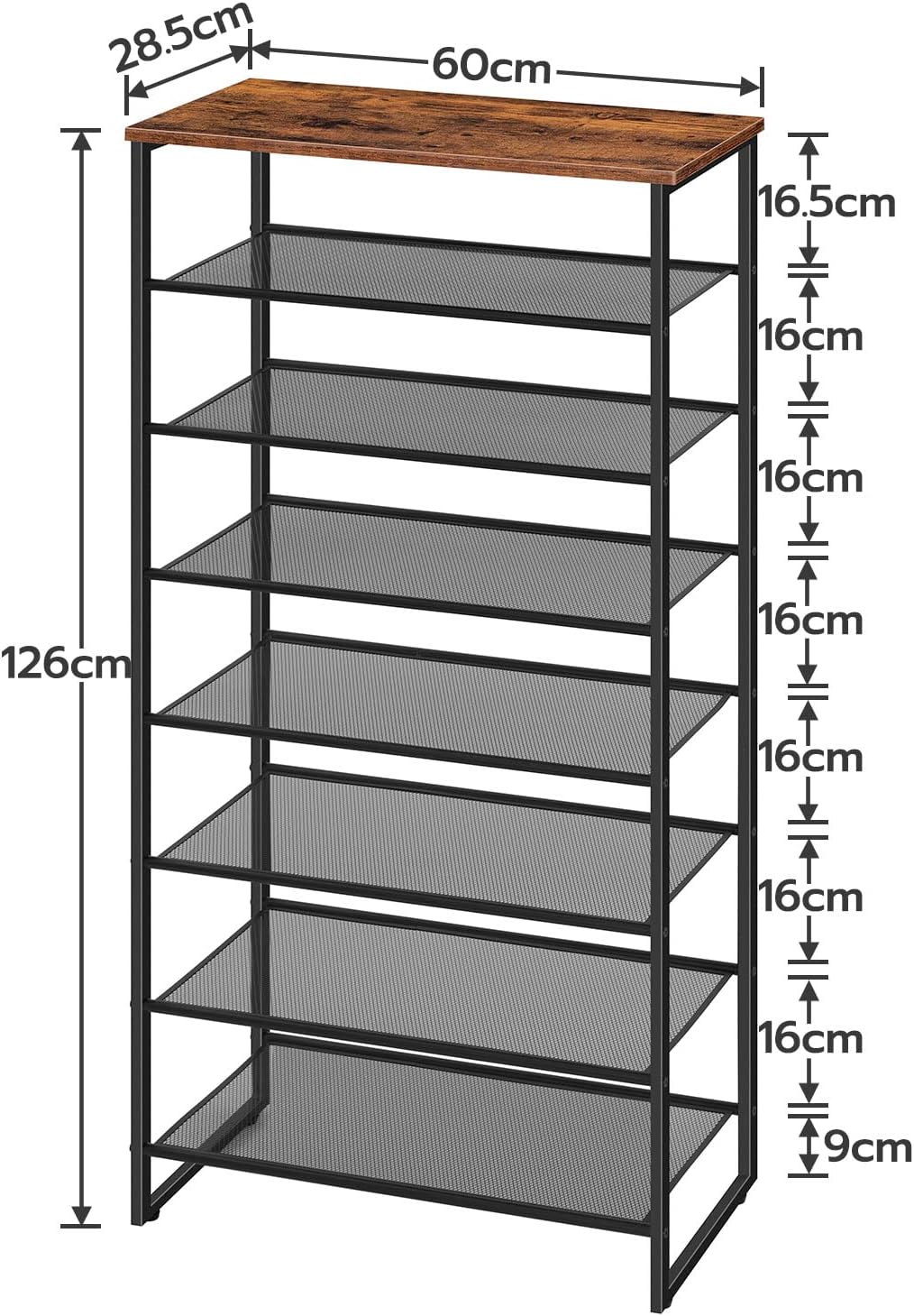Thumbnail 2 de HOOBRO scarpiera EBF68XJ01 in stile industriale, scaffale porta scarpe a griglia fino a 21–28 paia