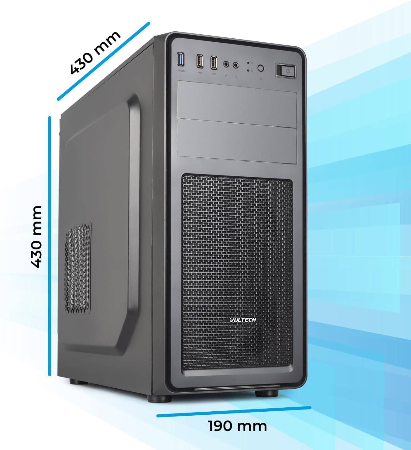 Thumbnail 6 de Vultech VCO-A2699 Mid Tower PC Case, Alloy Steel, USB 3.0 and USB 2.0