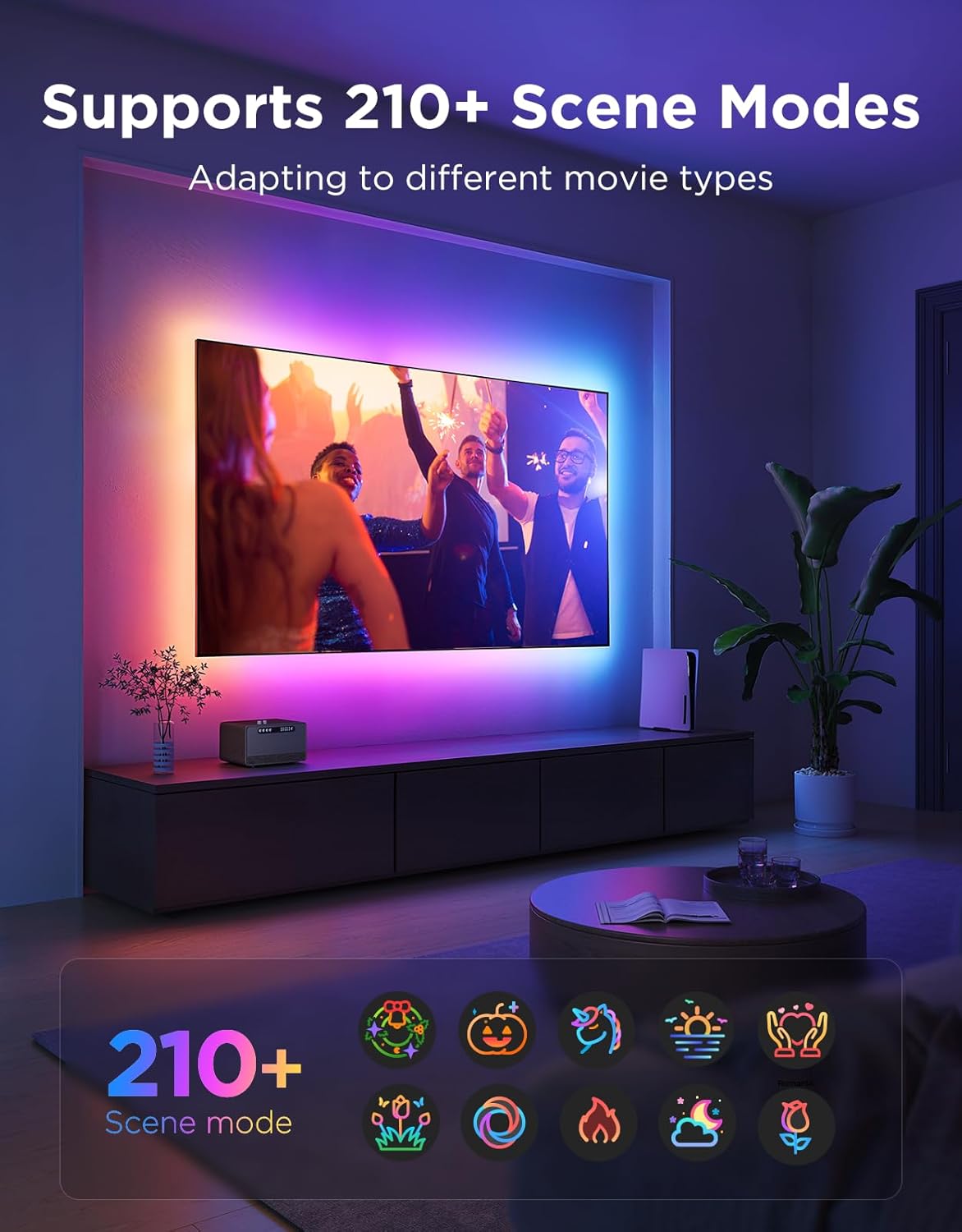 Detalle de Govee TV LED Backlight 2 cuttable to fit (RGBWIC) for 32–70 inch TVs with Matter, music sync and app control