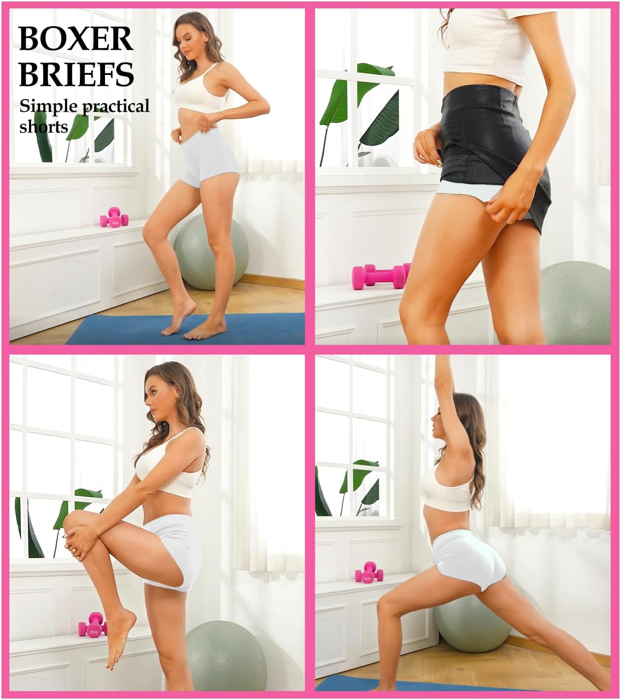 Detalle de wirarpa Women's Cotton Boxers: 4-Pack Safety Boyshorts with Cotton Crotch