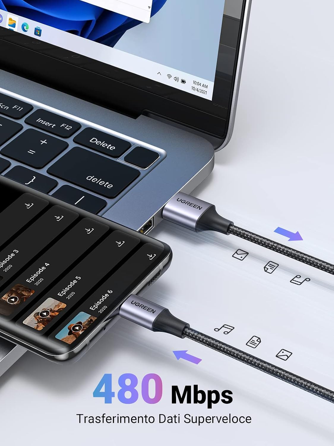 Detalle 1 de UGREEN cavo USB C a A 3A 2 Pack