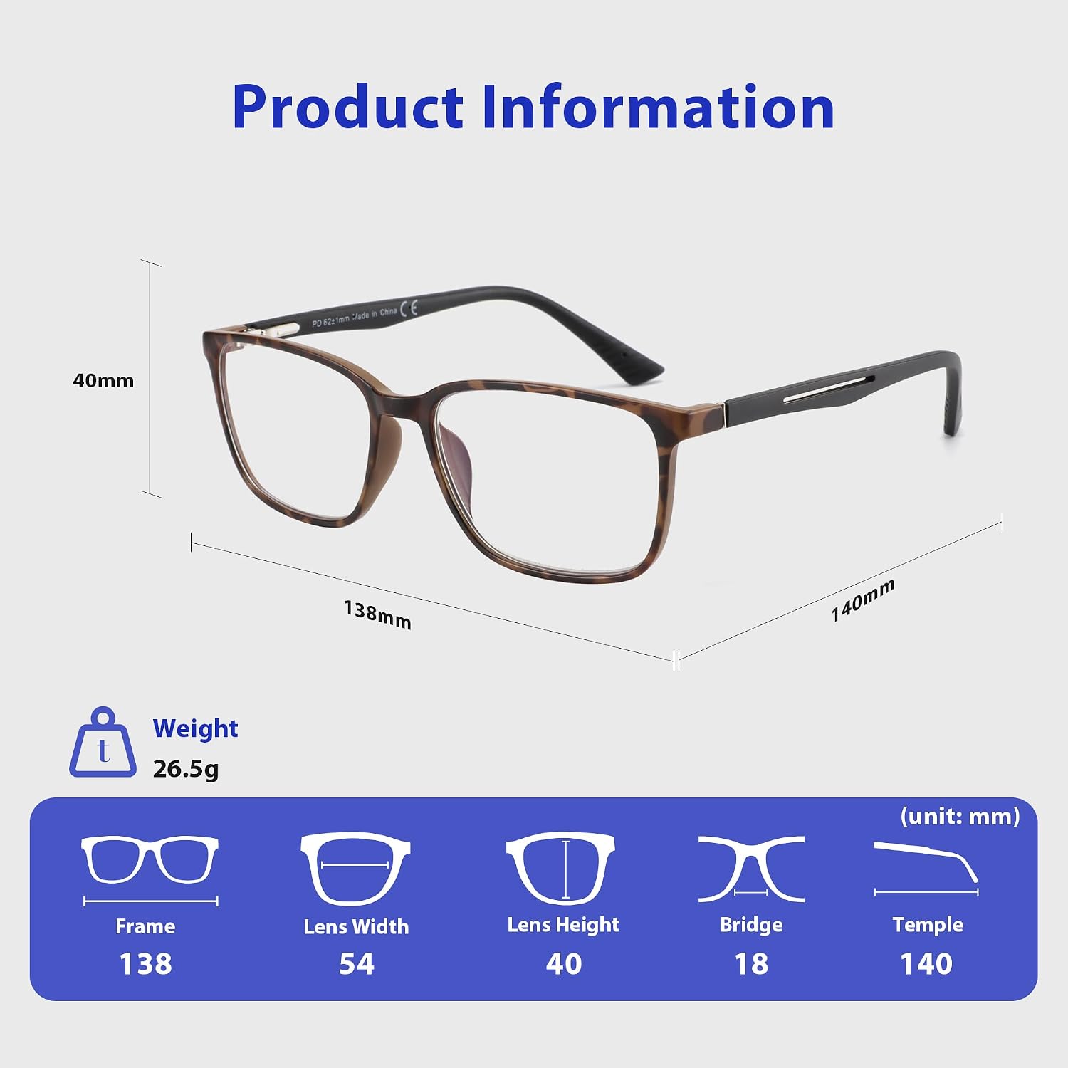 Thumbnail 6 de ZENOTTIC Blue Light Glasses: Reading Glasses for Men with Square Frames, Anti-Glare and UV Protection