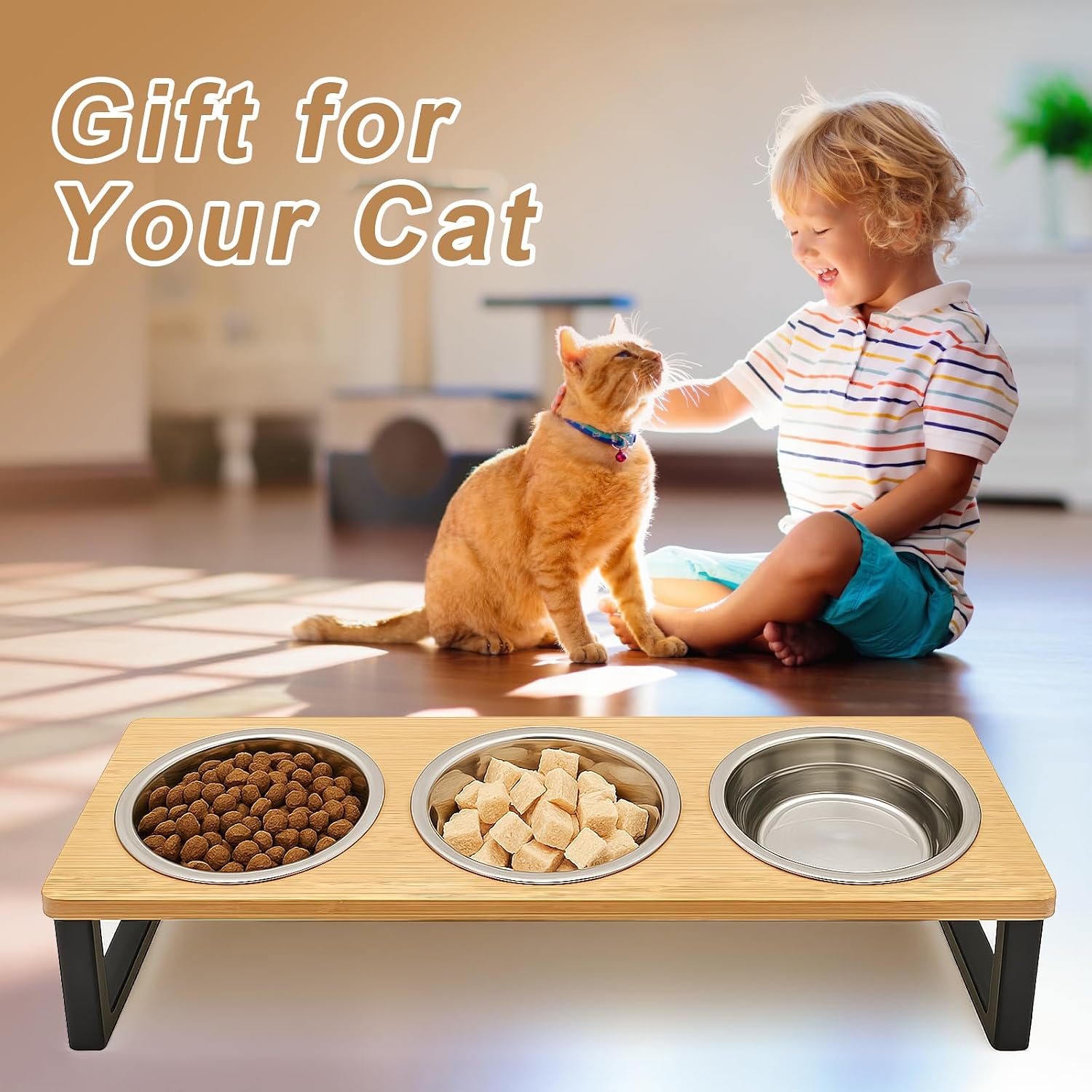 Thumbnail 4 de Tilted Elevated Cat Bowls with Stand