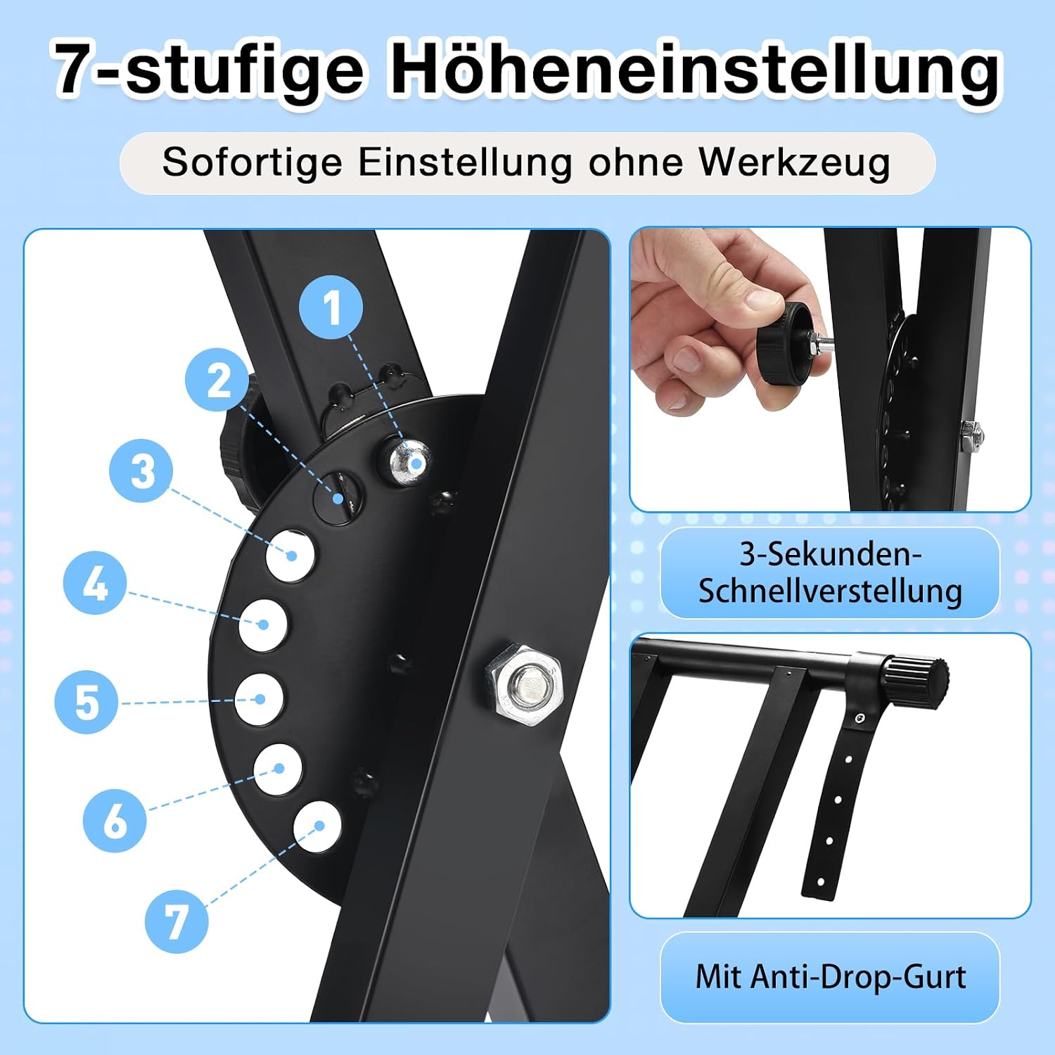 Detalle de Keyboardständer Doppelstrebig höhenverstellbar 7 Stufen