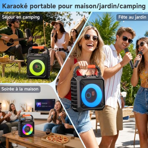 Thumbnail 7 de JYX Machine de Karaoké pour Adultes — Enceinte Bluetooth 80W avec 2 Micro Sans Fil et Éclairage Multicolore